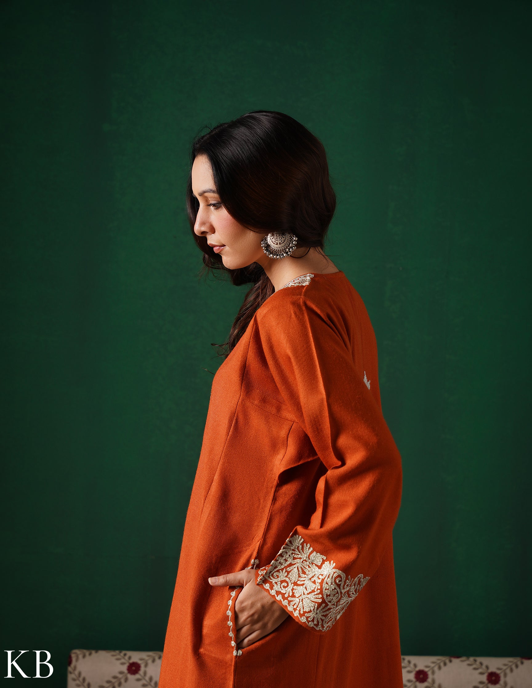 Rang-e-Khizan Rust Paisley Zari Phiran