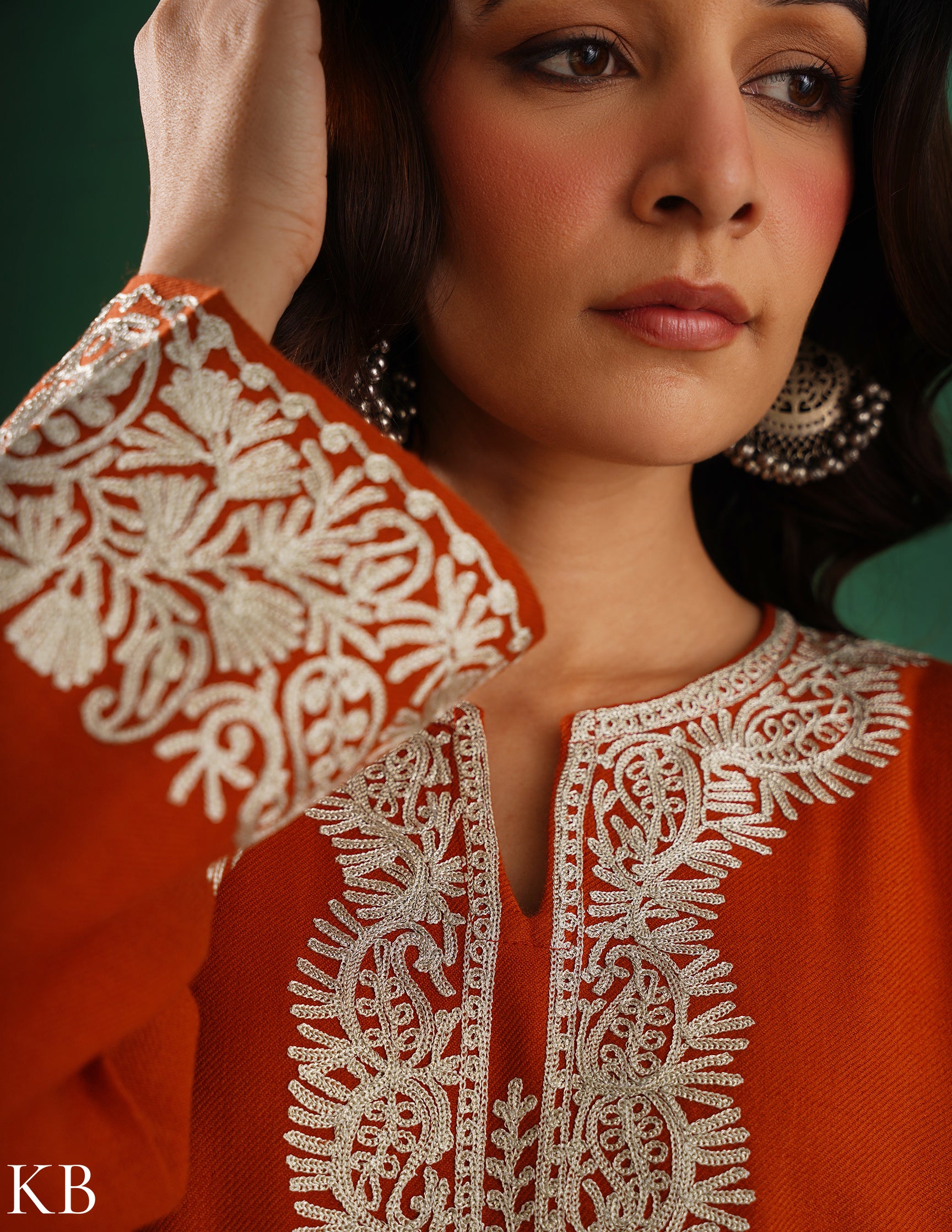 Rang-e-Khizan Rust Paisley Zari Phiran