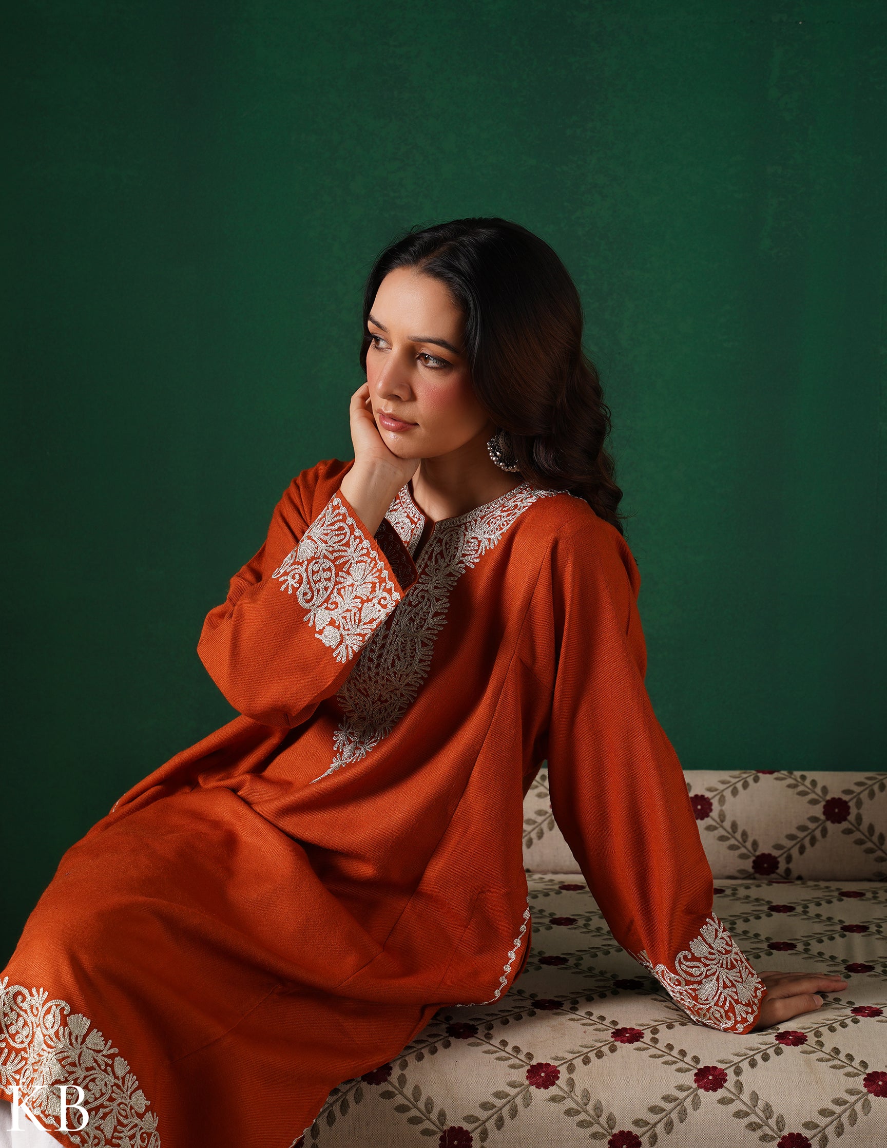 Rang-e-Khizan Rust Paisley Zari Phiran