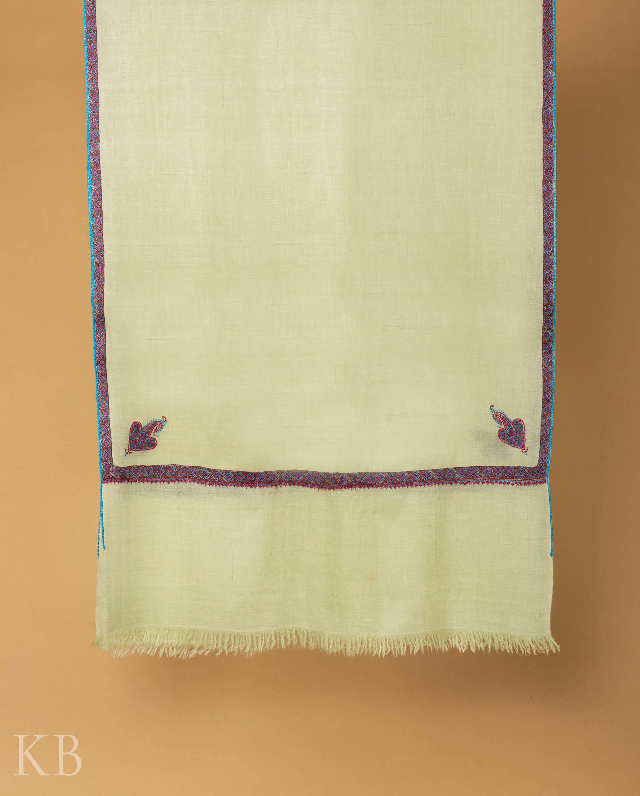 Sea Green Sozni Embroidered Pashmina Stole - Kashmir Box