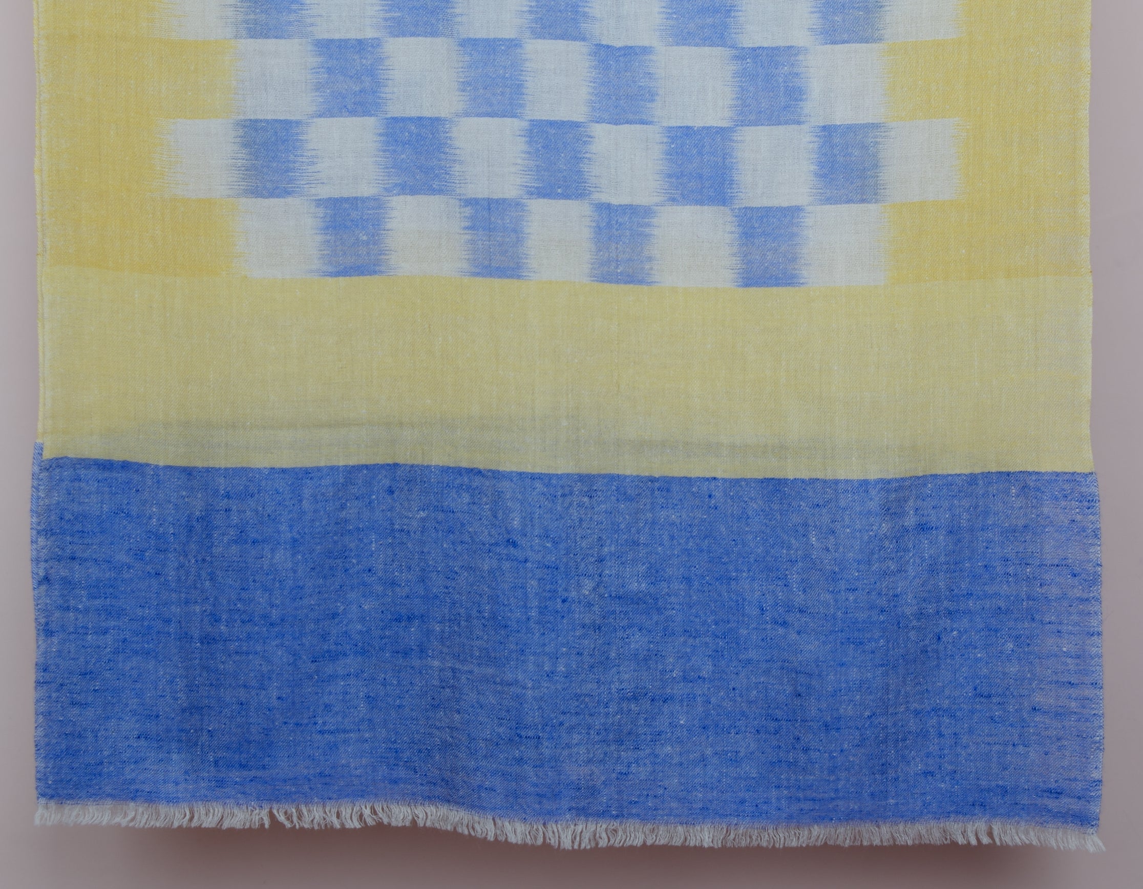 Handwoven Check Ikat Pattern Cashmere Pashmina Stole - Kashmir Box