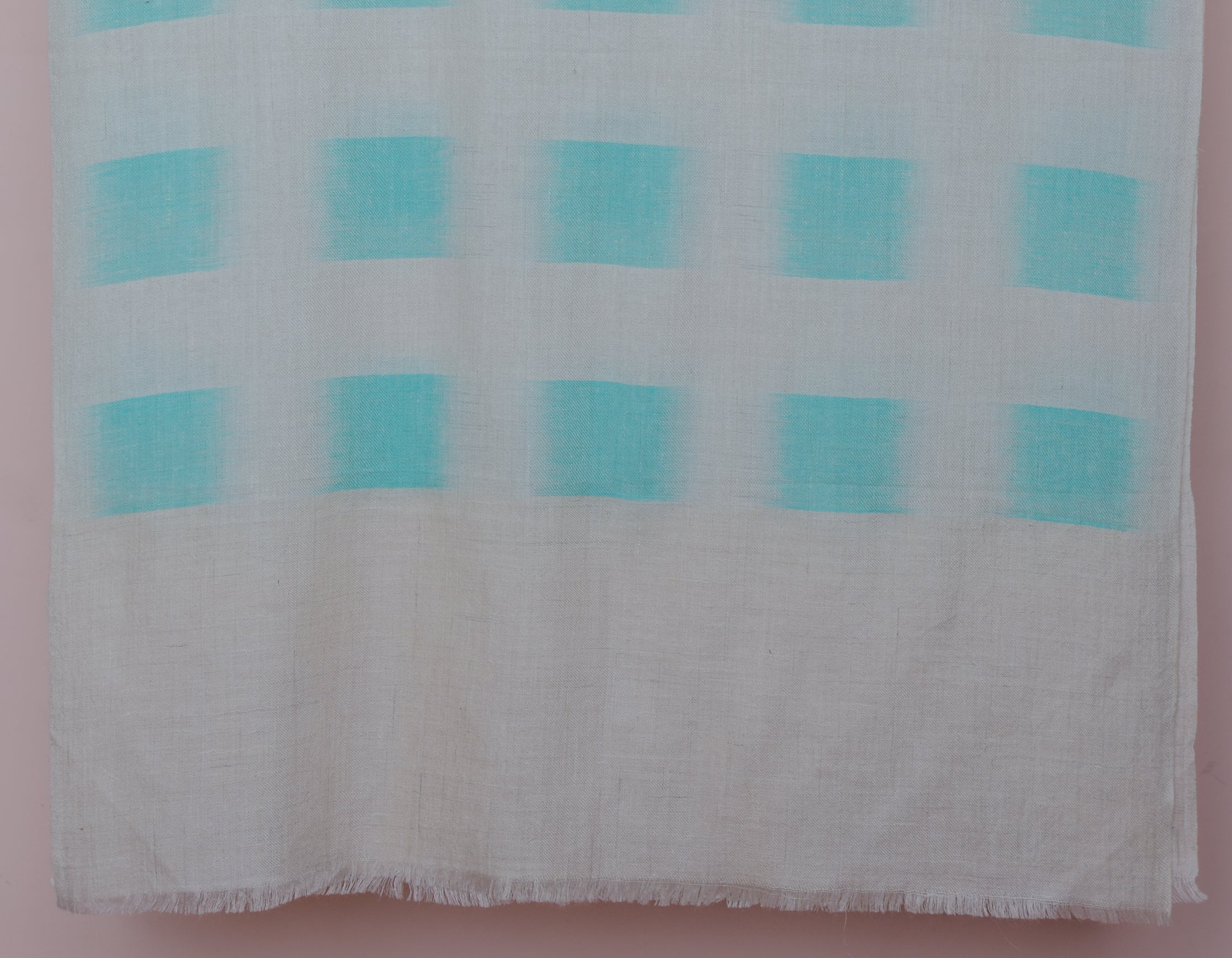 Handwoven Seafoam Ikat Pattern Cashmere Pashmina Stole - Kashmir Box