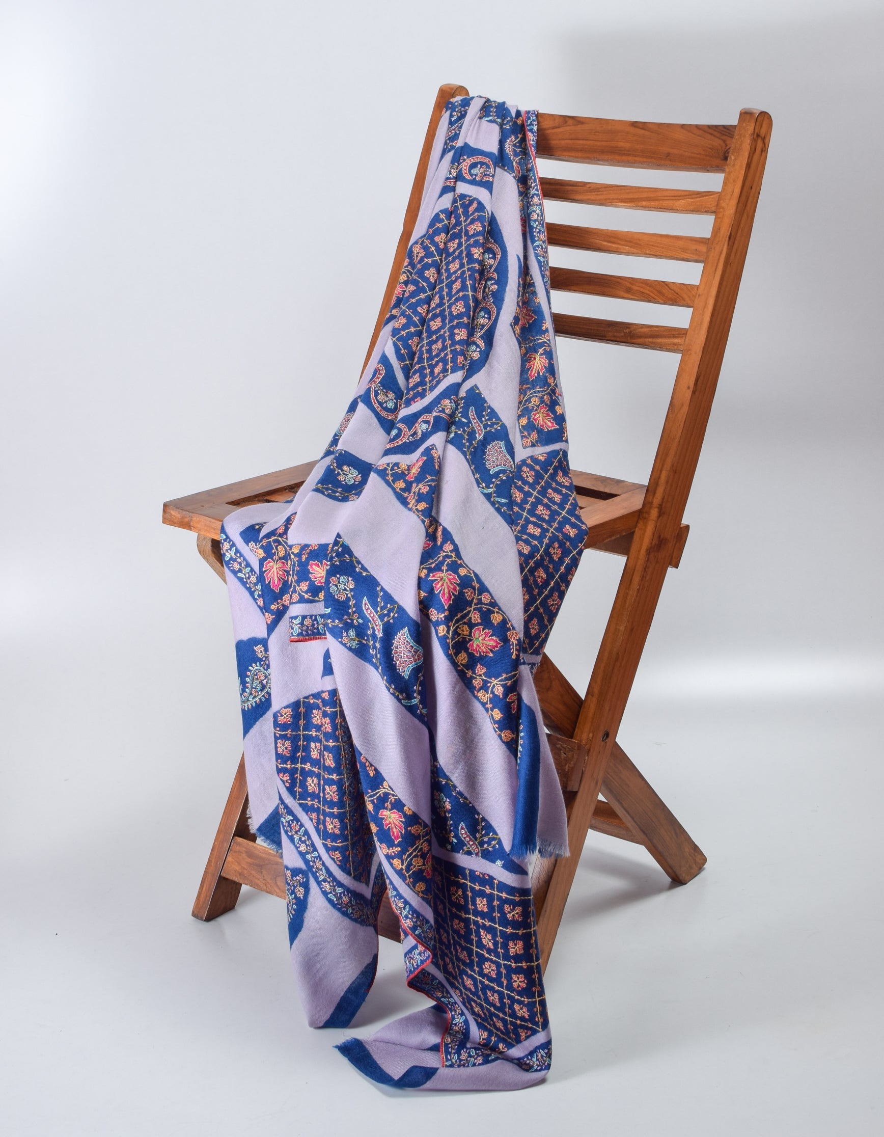 Modern Circle Stripes Handwoven Embroidered Cashmere Pashmina Shawl - Kashmir Box