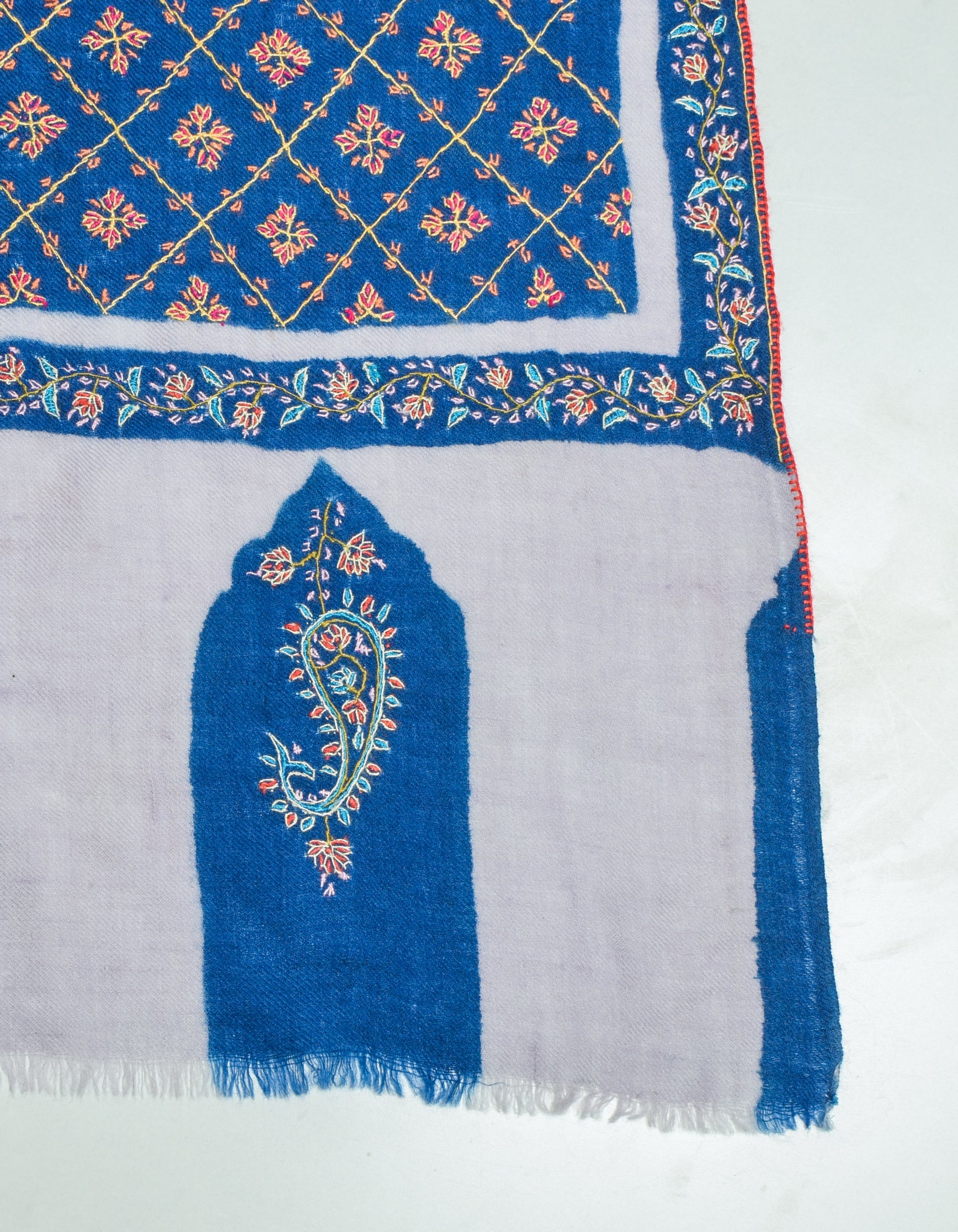 Modern Circle Stripes Handwoven Embroidered Cashmere Pashmina Shawl - Kashmir Box