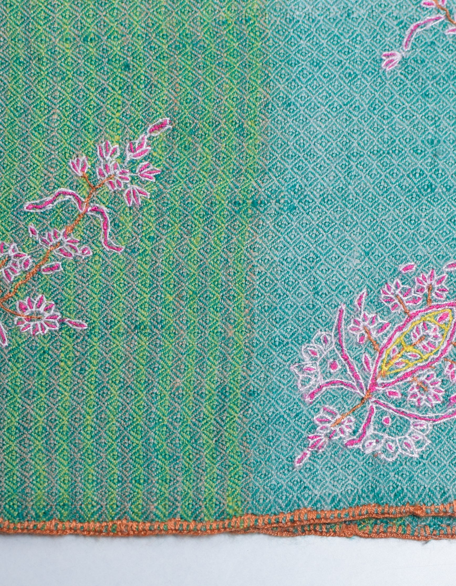 Modern Multi-Pattern Bands Handwoven Embroidered Cashmere Pashmina Stole - Kashmir Box