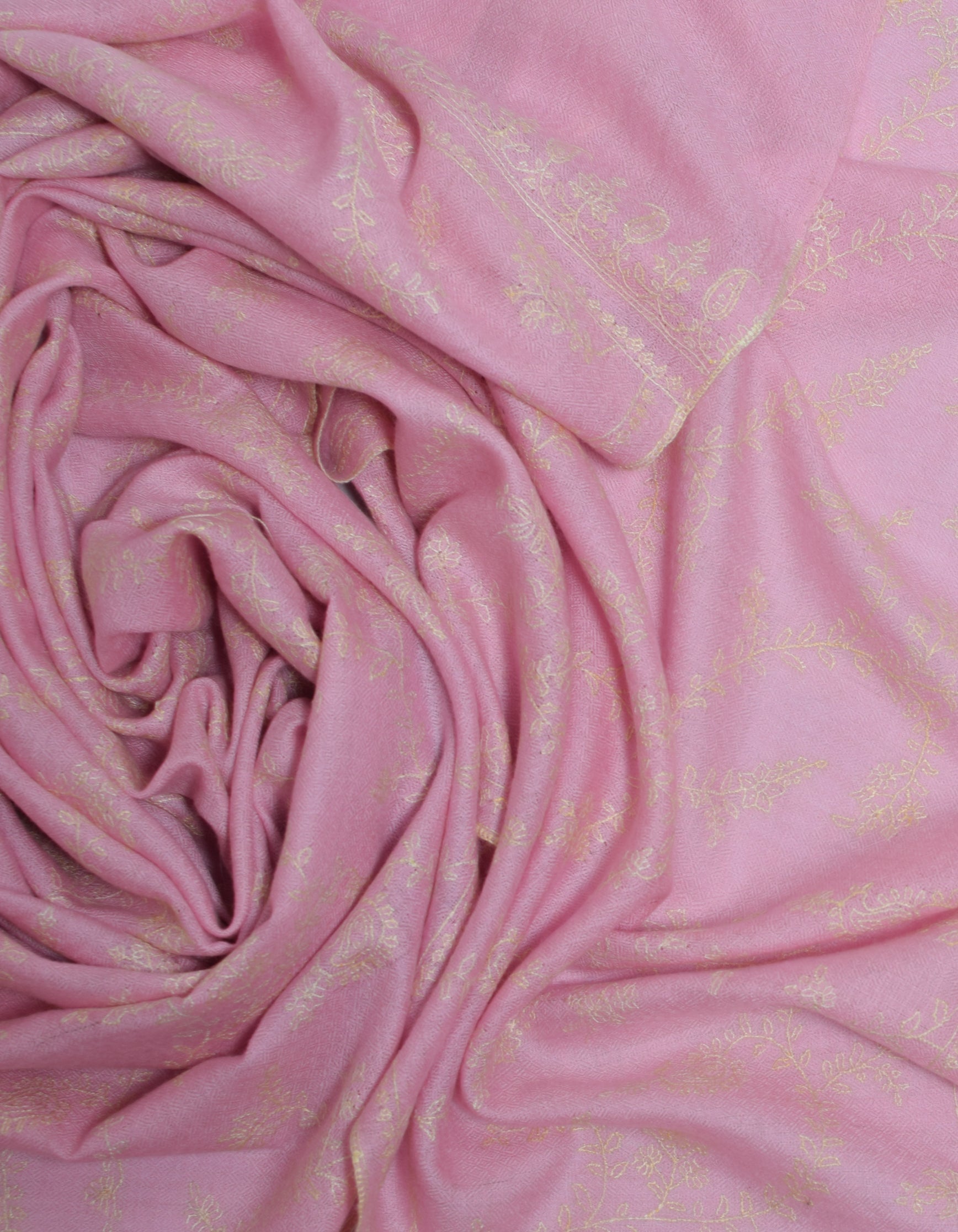 Soft pink Handwoven Jaali Embroidered Cashmere Pashmina Stole