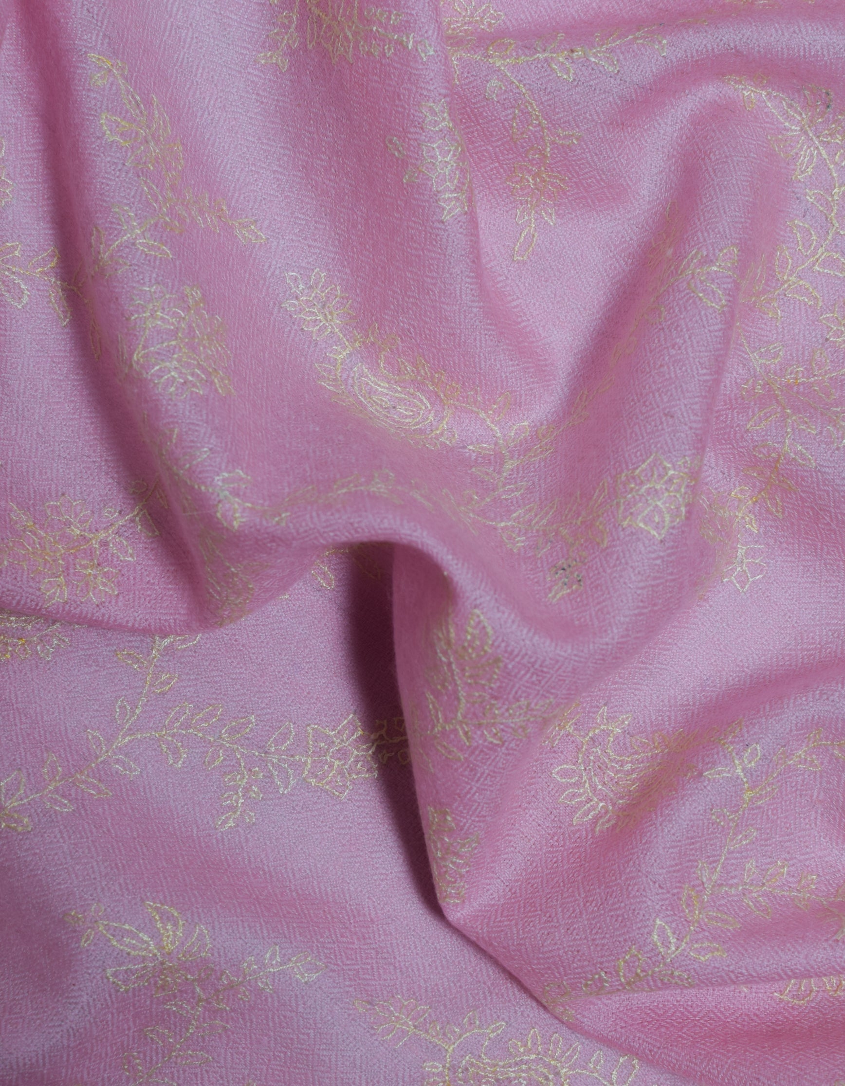 Soft pink Handwoven Jaali Embroidered Cashmere Pashmina Stole