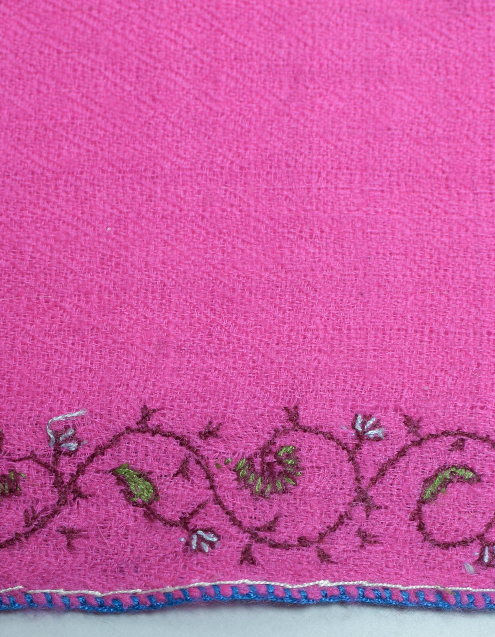 Modern Royal Pink Handwoven Stripes Embroidered Cashmere Pashmina Stole - Kashmir Box