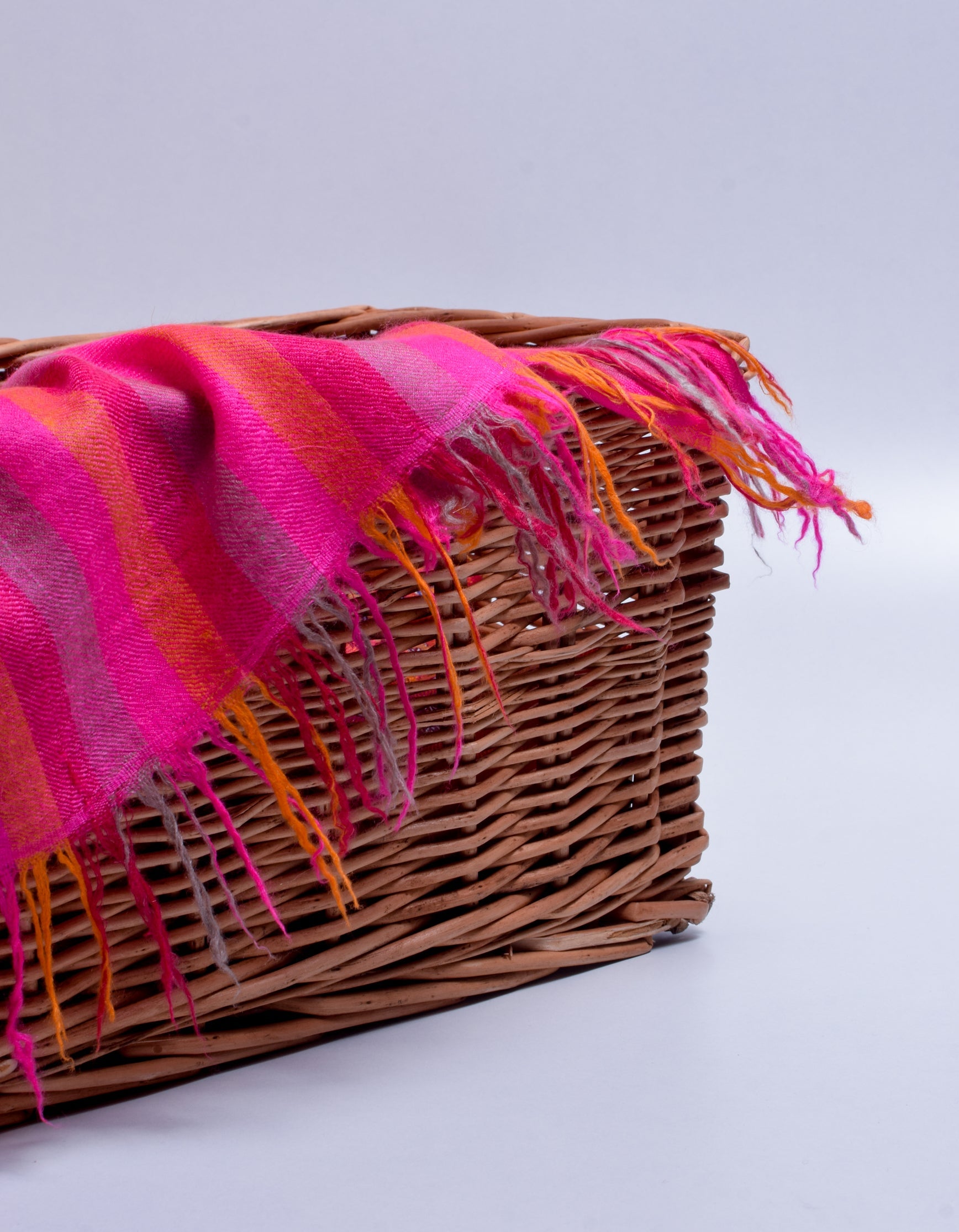 Modern Multicoloured Stripes Handwoven Sozni Embroidered Cashmere Pashmina Stole - Kashmir Box