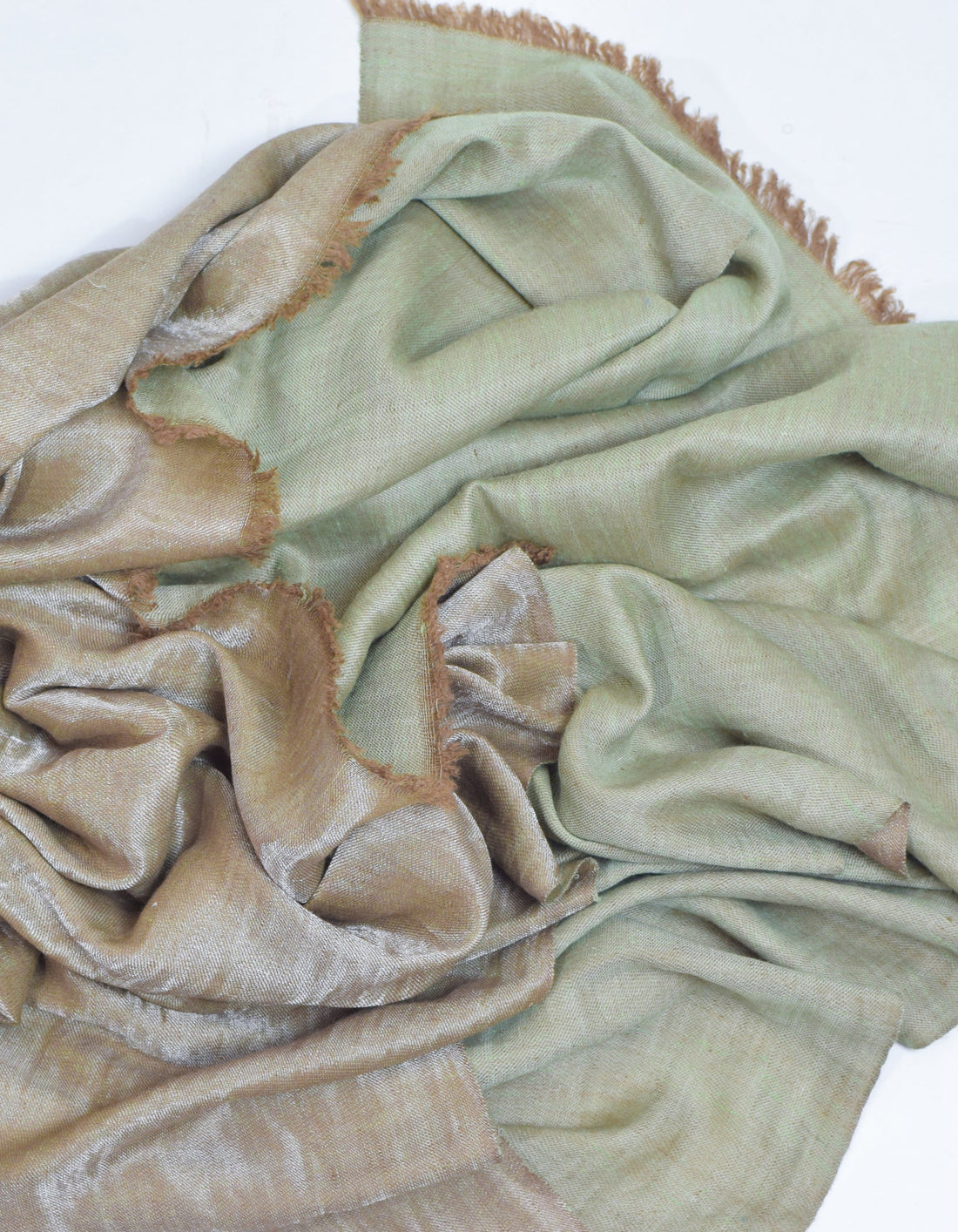 Hazel Silver Zari Handwoven Reversible Cashmere Pashmina Shawl - Kashmir Box