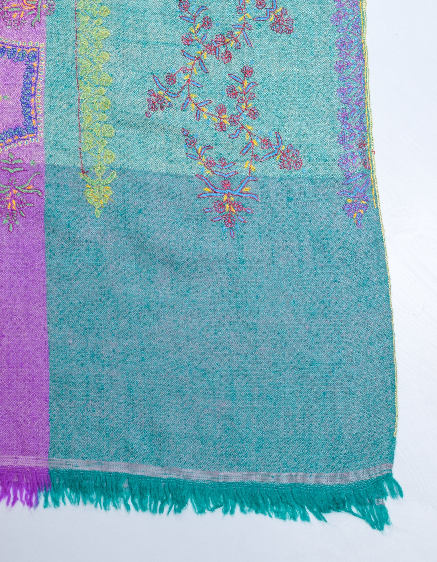 Modern Multicolour Handwoven Embroidered Cashmere Pashmina Stole - Kashmir Box