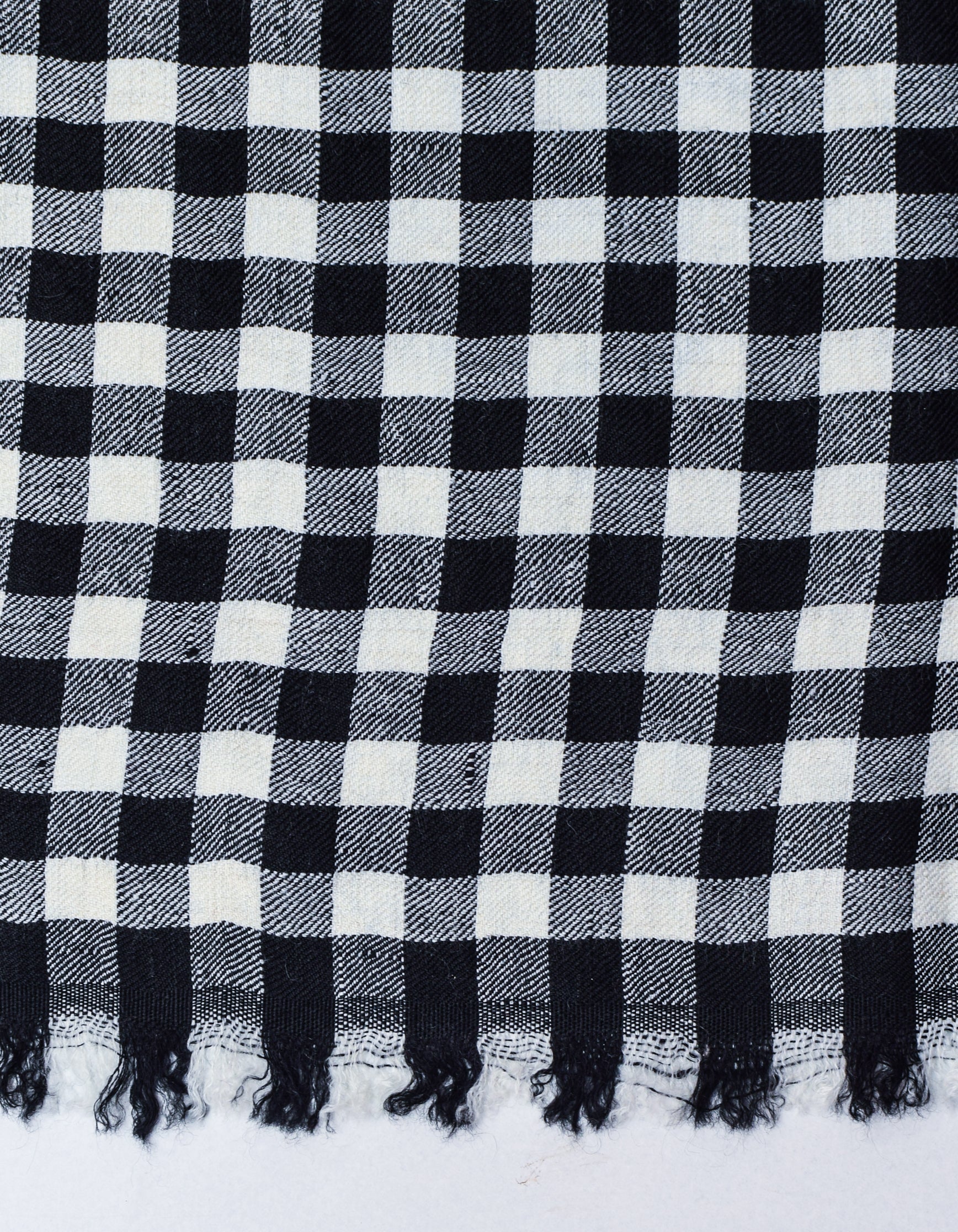 Black Handwoven Multi-Pattern Check Pashmina Stole - Kashmir Box