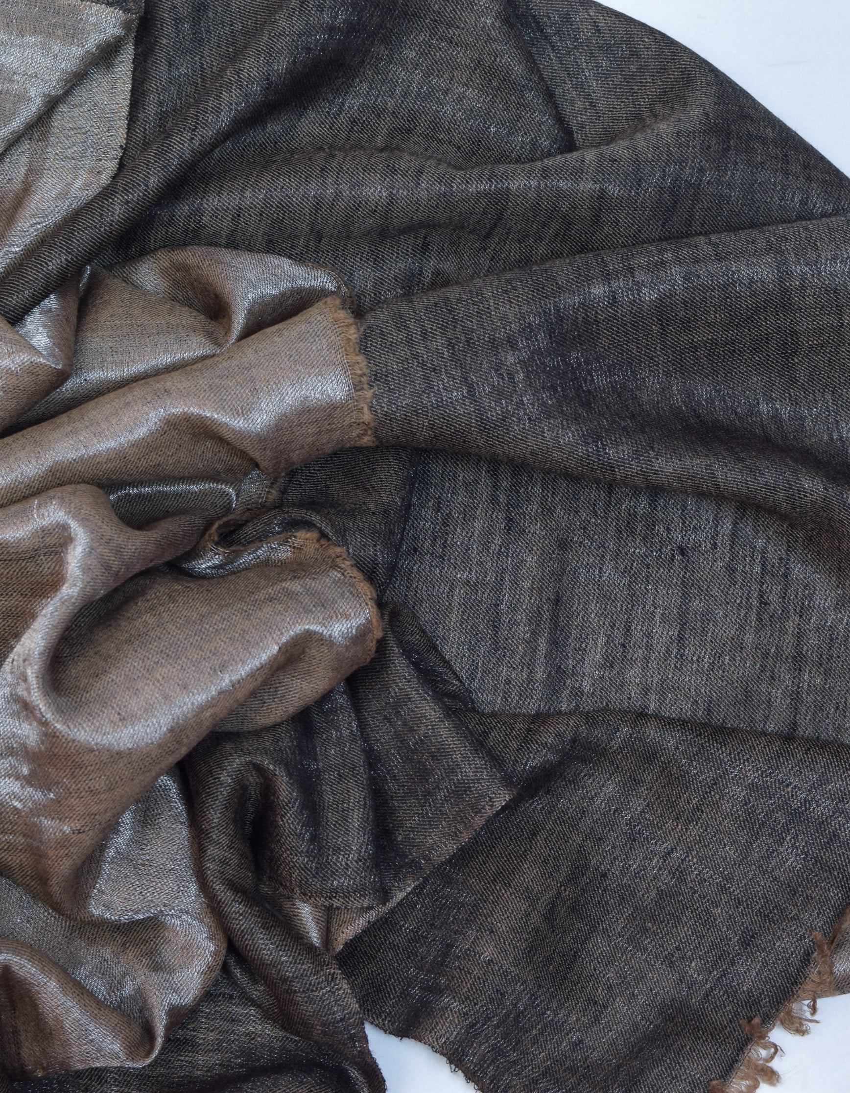 Black Metallic Zari Handwoven Reversible Cashmere Pashmina Shawl - Kashmir Box