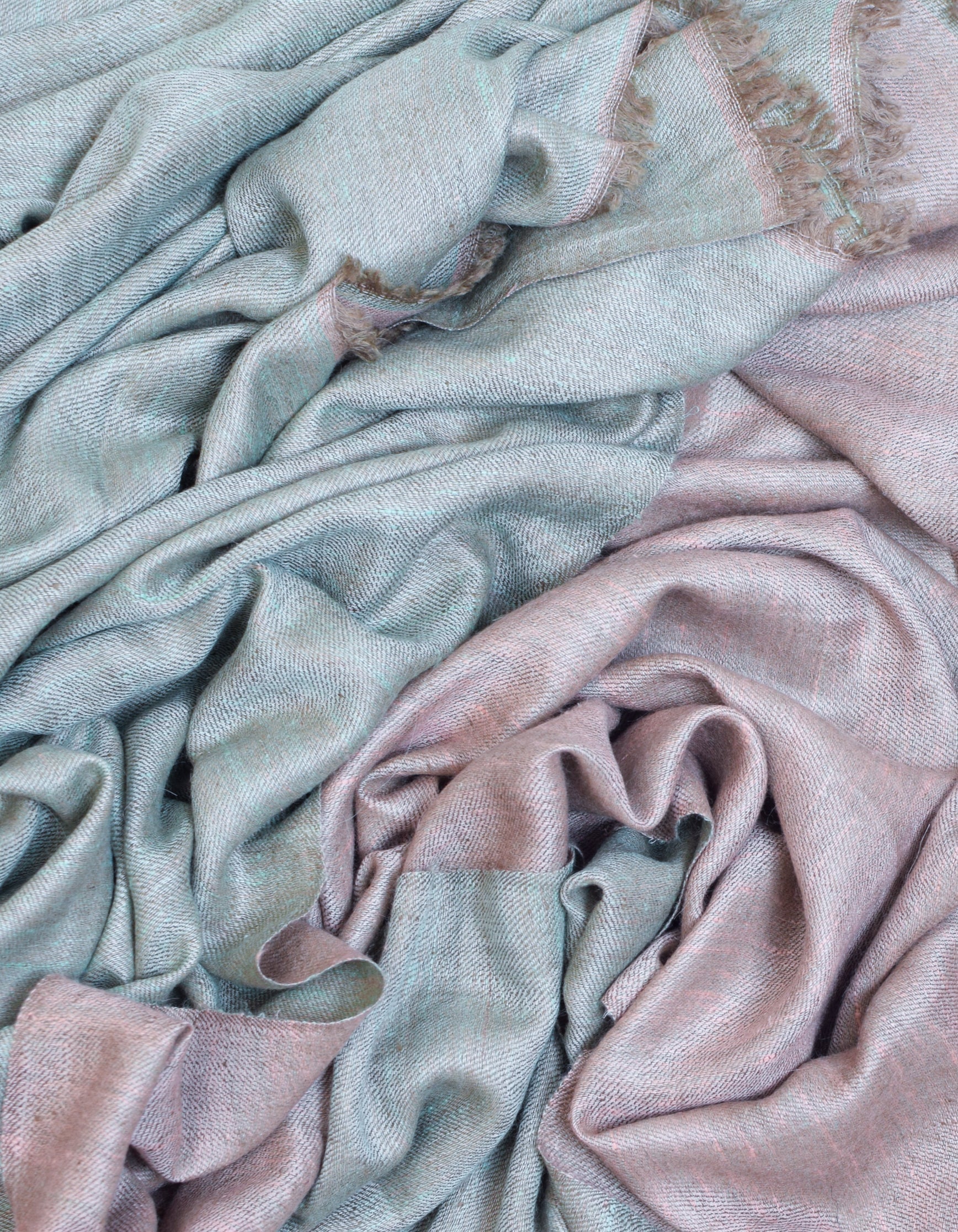 Rose Pink Silver Zari Handwoven Reversible Cashmere Pashmina Shawl - Kashmir Box