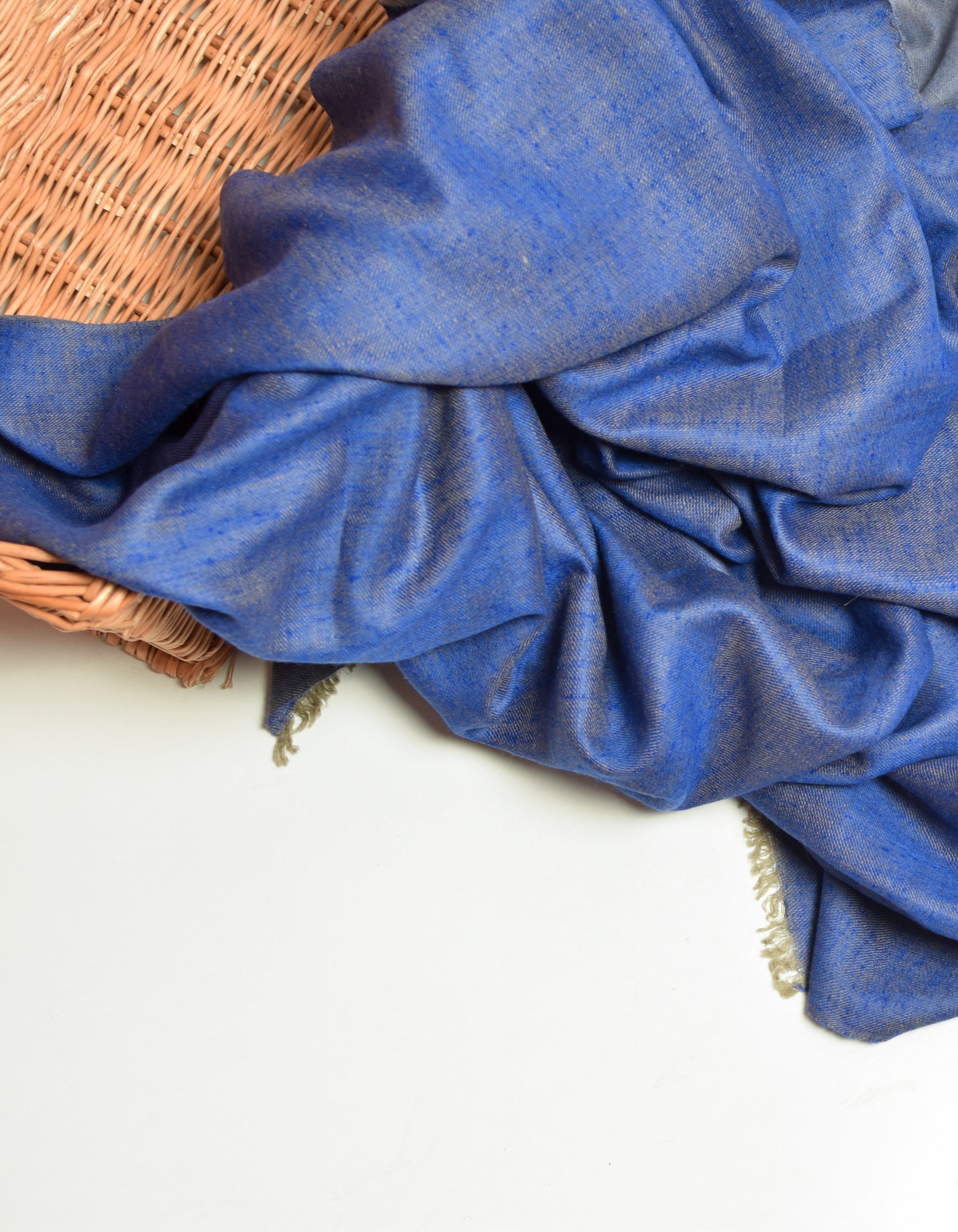 Dual Blue Handwoven Reversible Cashmere Pashmina Shawl - Kashmir Box