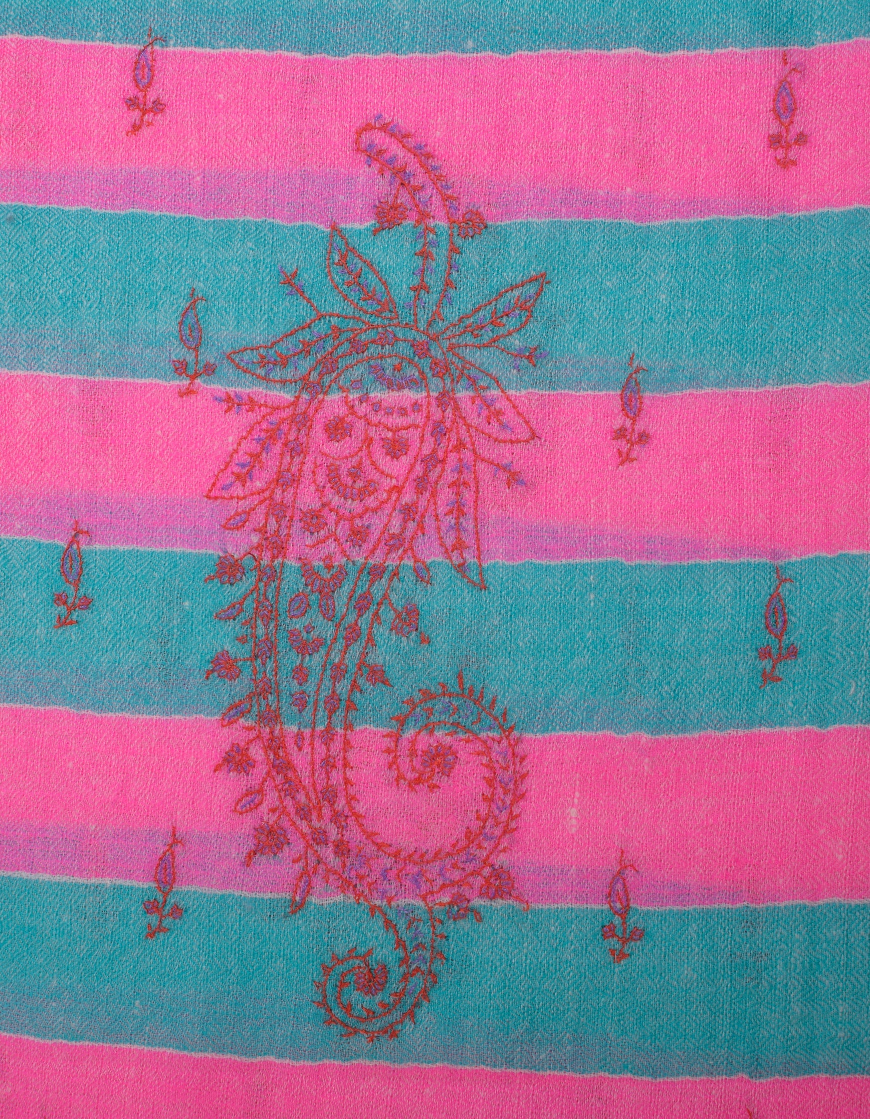 Cream Handwoven Dual Pattern Embroidered Cashmere Pashmina Stole - Kashmir Box