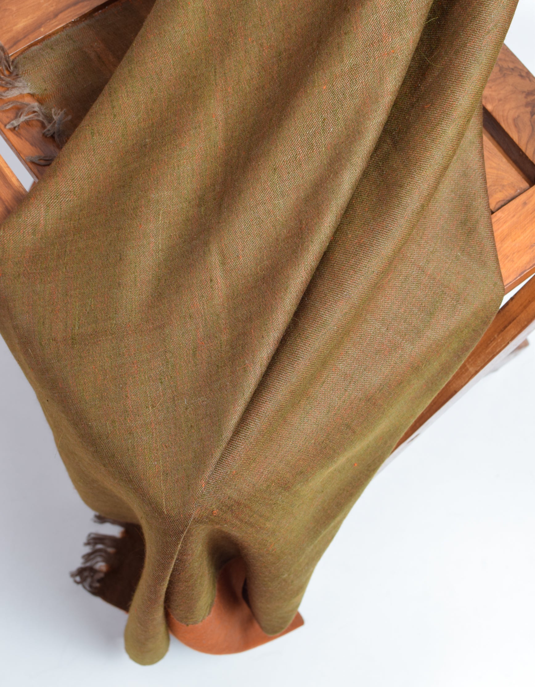 Olive Flame Handwoven Reversible Cashmere Pashmina Shawl - Kashmir Box