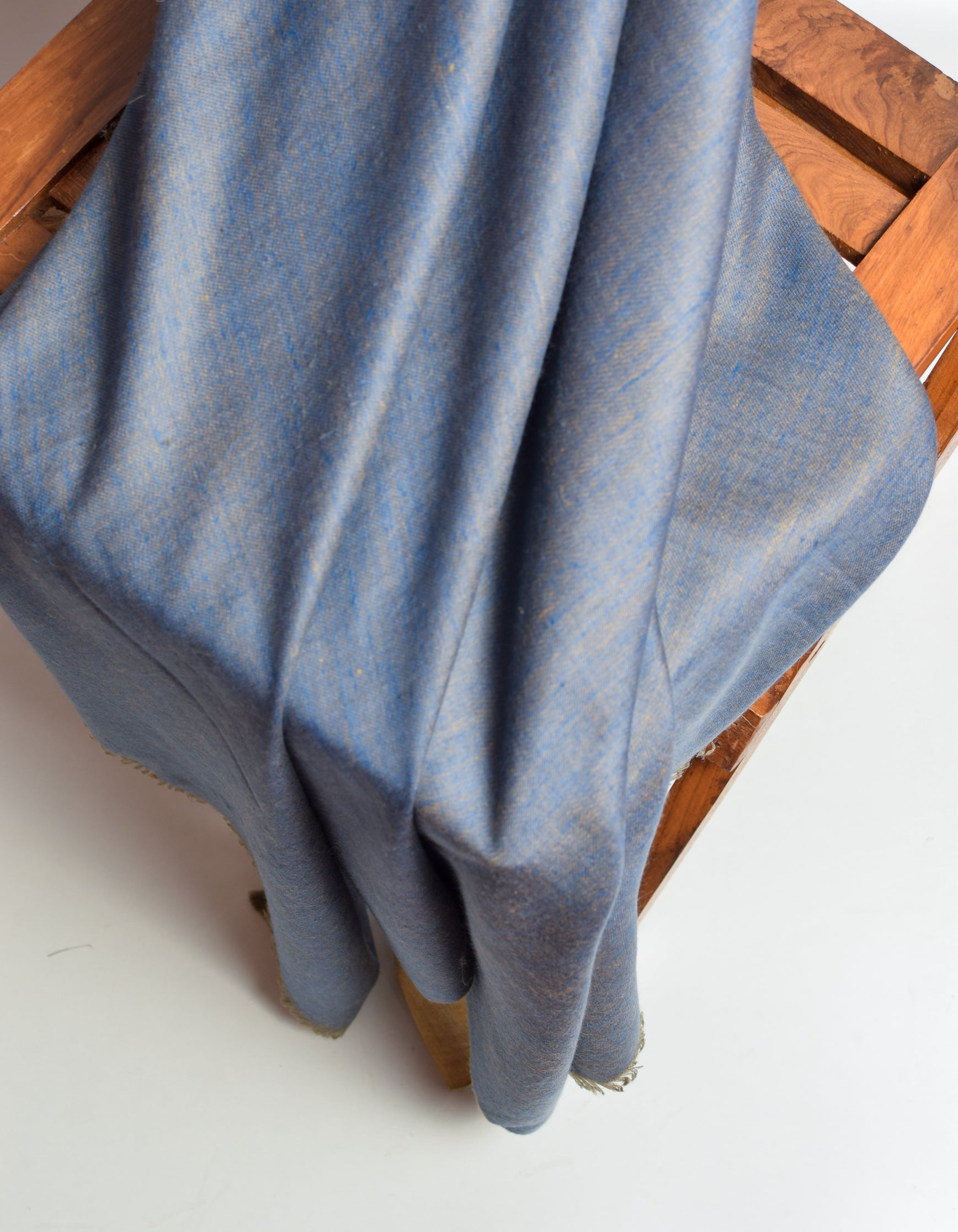 Kashmir-Blue Mustard Handwoven Reversible Cashmere Pashmina Shawl - Kashmir Box