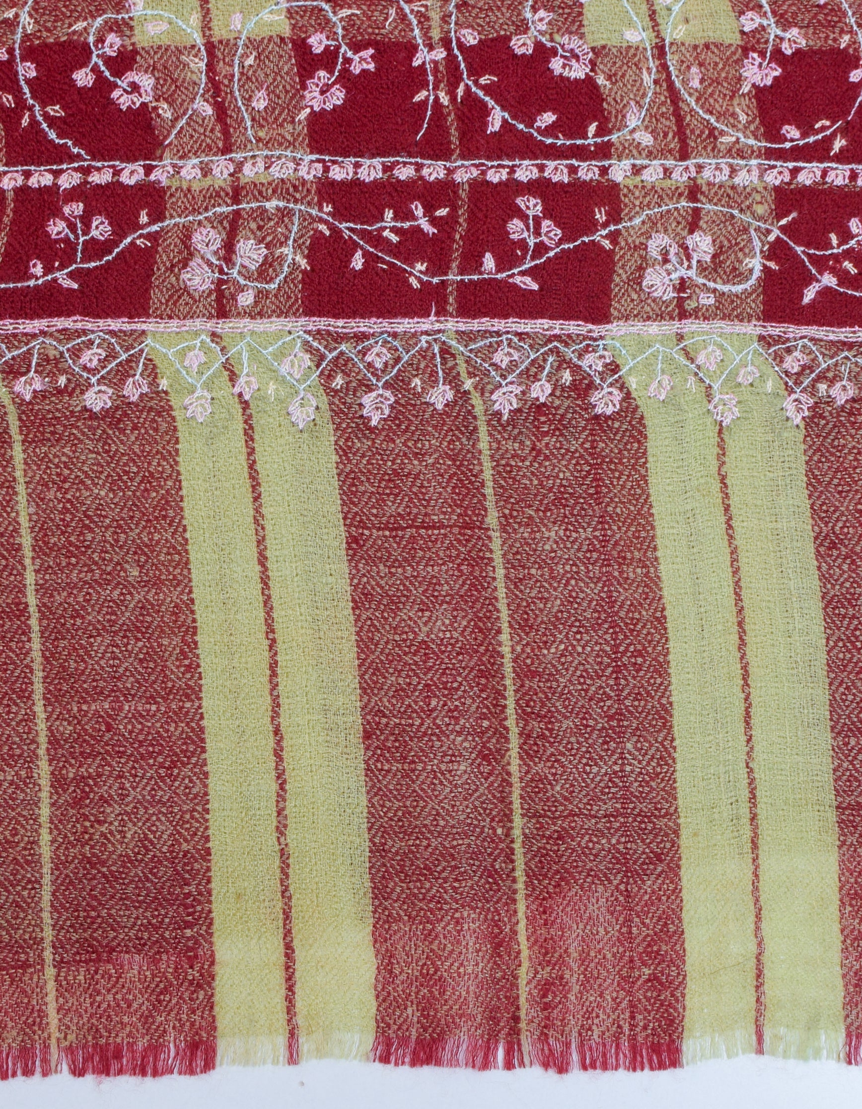 Multi-Pattern Check Handwoven Pastel Embroidered Cashmere Pashmina Stole - Kashmir Box