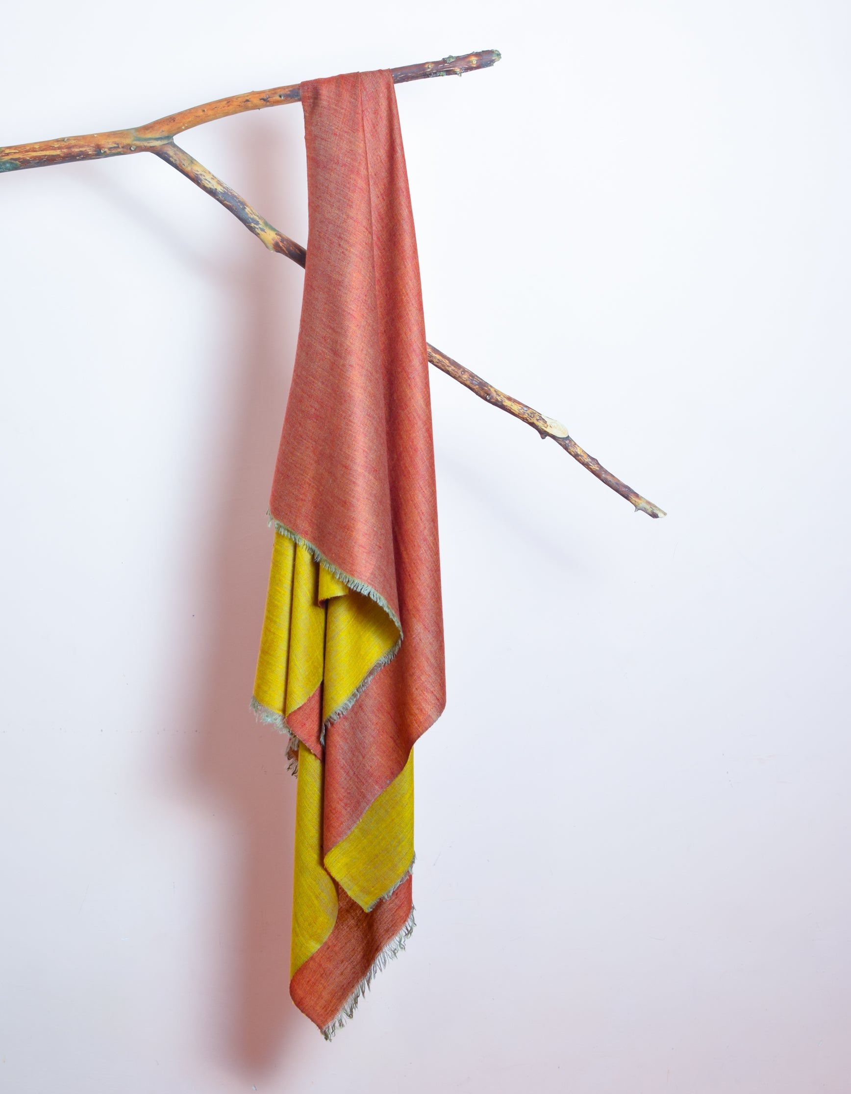 Mustard Tuscan Handwoven Reversible Cashmere Pashmina Shawl - Kashmir Box
