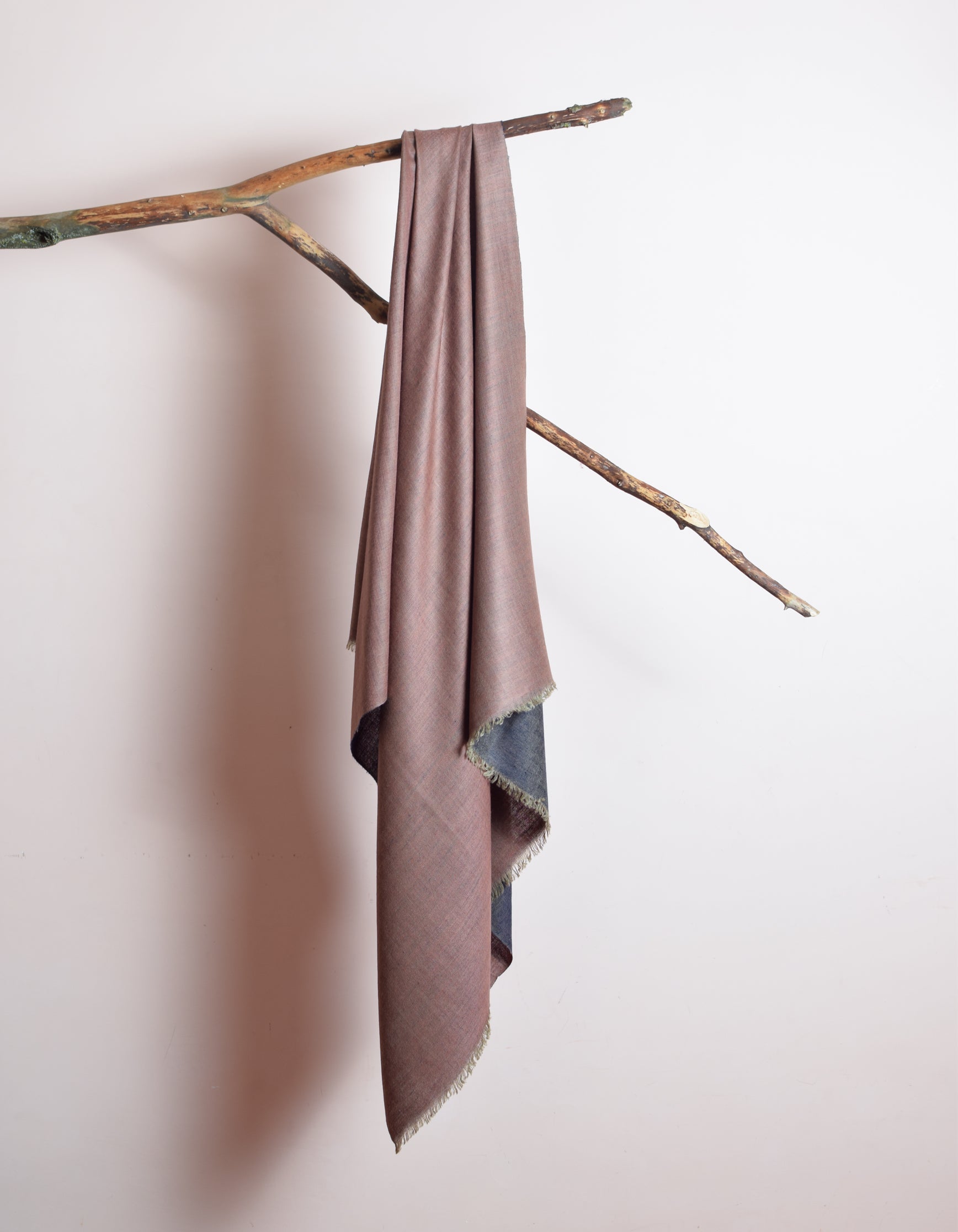 Navy Rose Handwoven Reversible Cashmere Pashmina Shawl - Kashmir Box