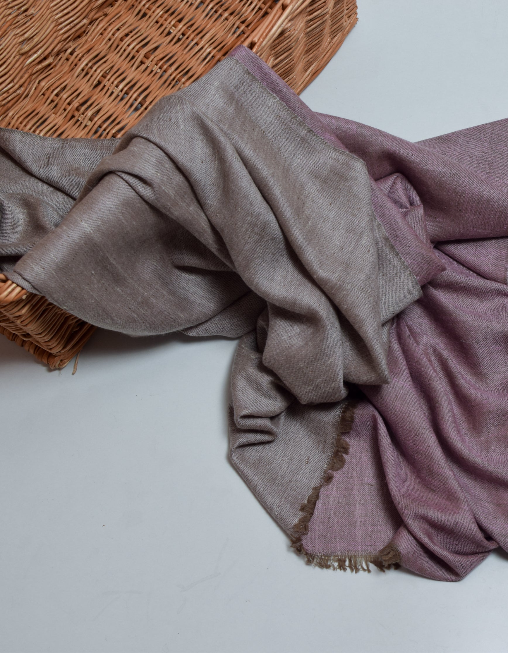 Rose Grey Handwoven Reversible Cashmere Pashmina Shawl - Kashmir Box