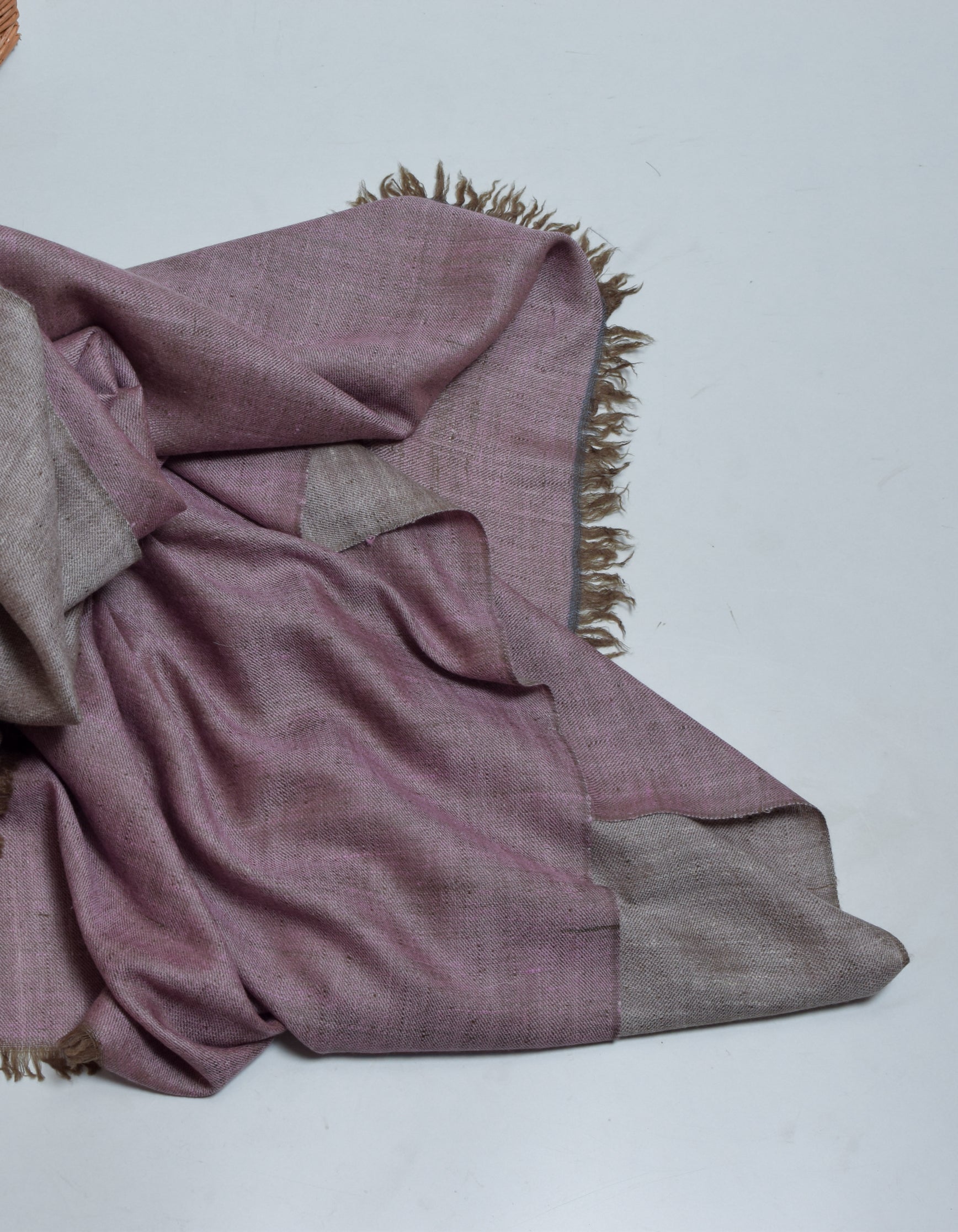 Rose Grey Handwoven Reversible Cashmere Pashmina Shawl - Kashmir Box