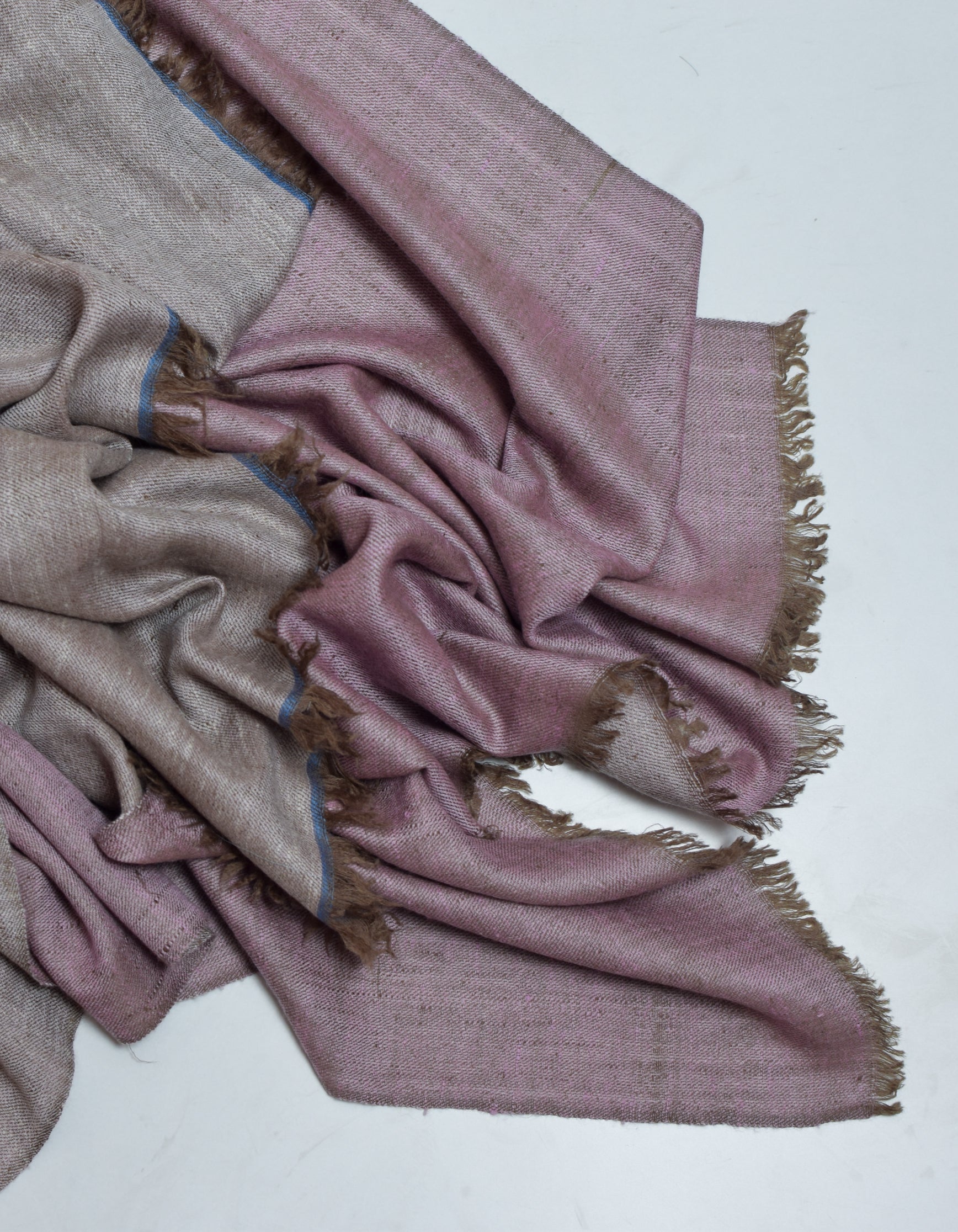 Rose Grey Handwoven Reversible Cashmere Pashmina Shawl - Kashmir Box