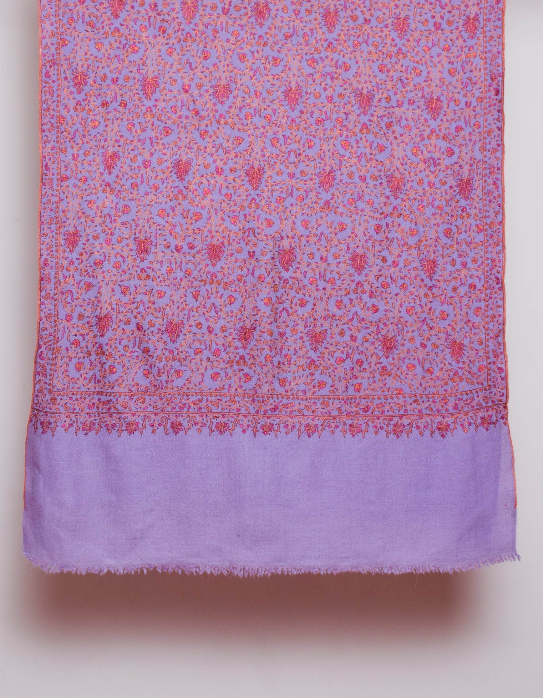 Lavender Handmade Sozni Certified Jaali Embroidered Cashmere Pashmina Stole