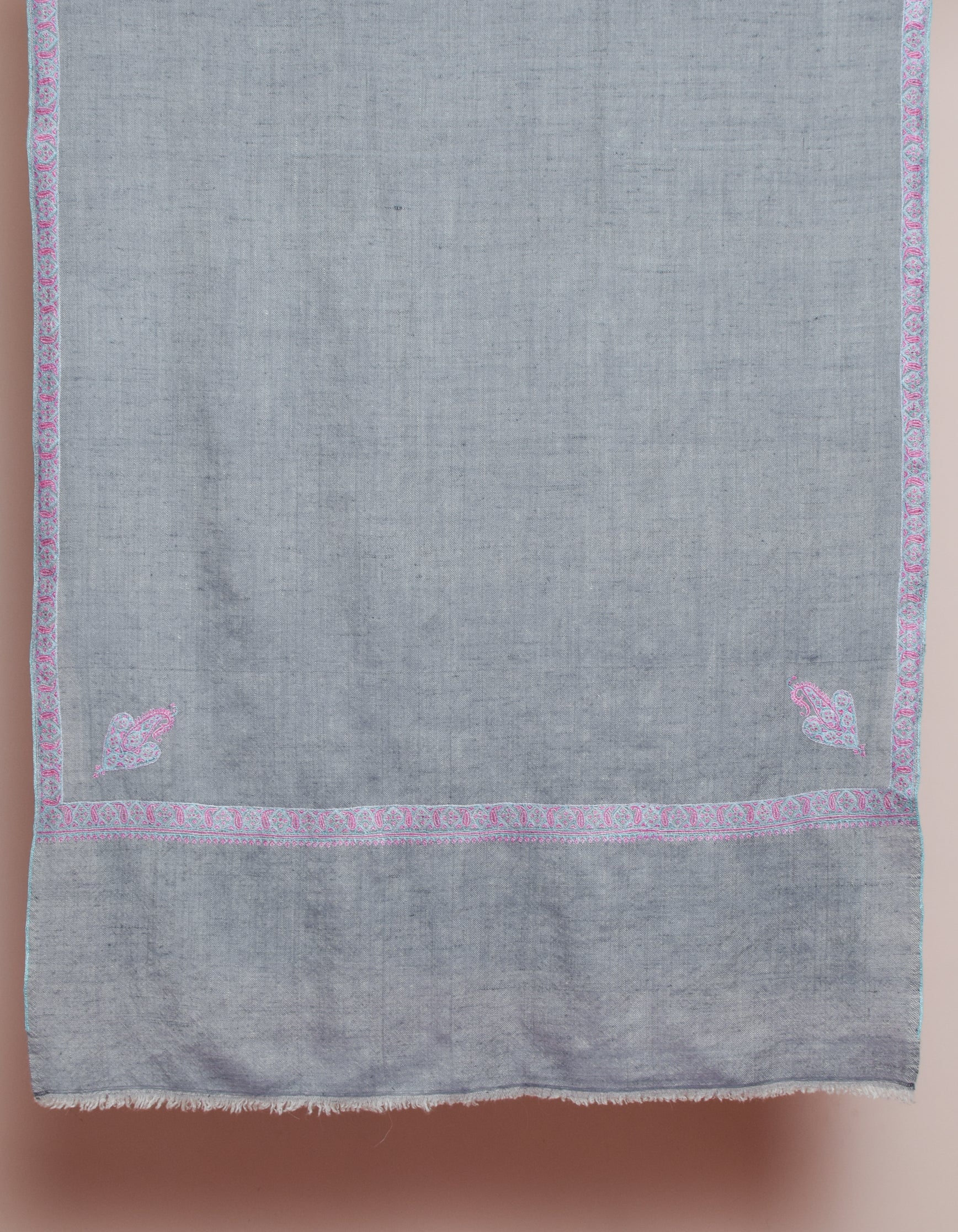 Kashmir Blue Handwoven Sozni Jaali Embroidered Cashmere Pashmina Stole - Kashmir Box