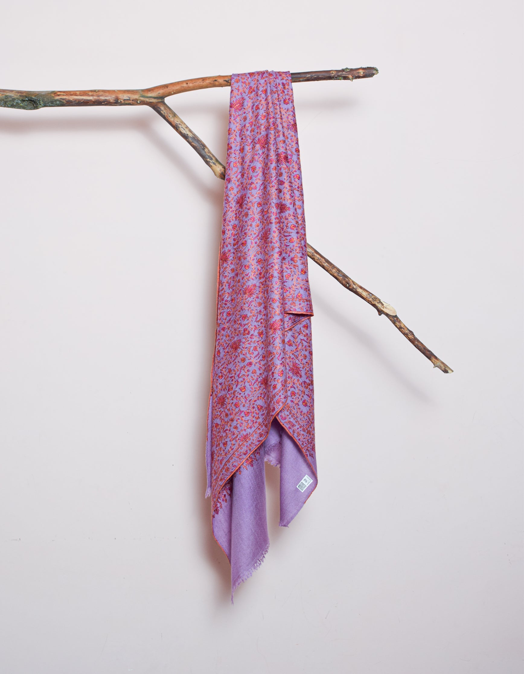 Lavender Handmade Sozni Certified Jaali Embroidered Cashmere Pashmina Stole - Kashmir Box