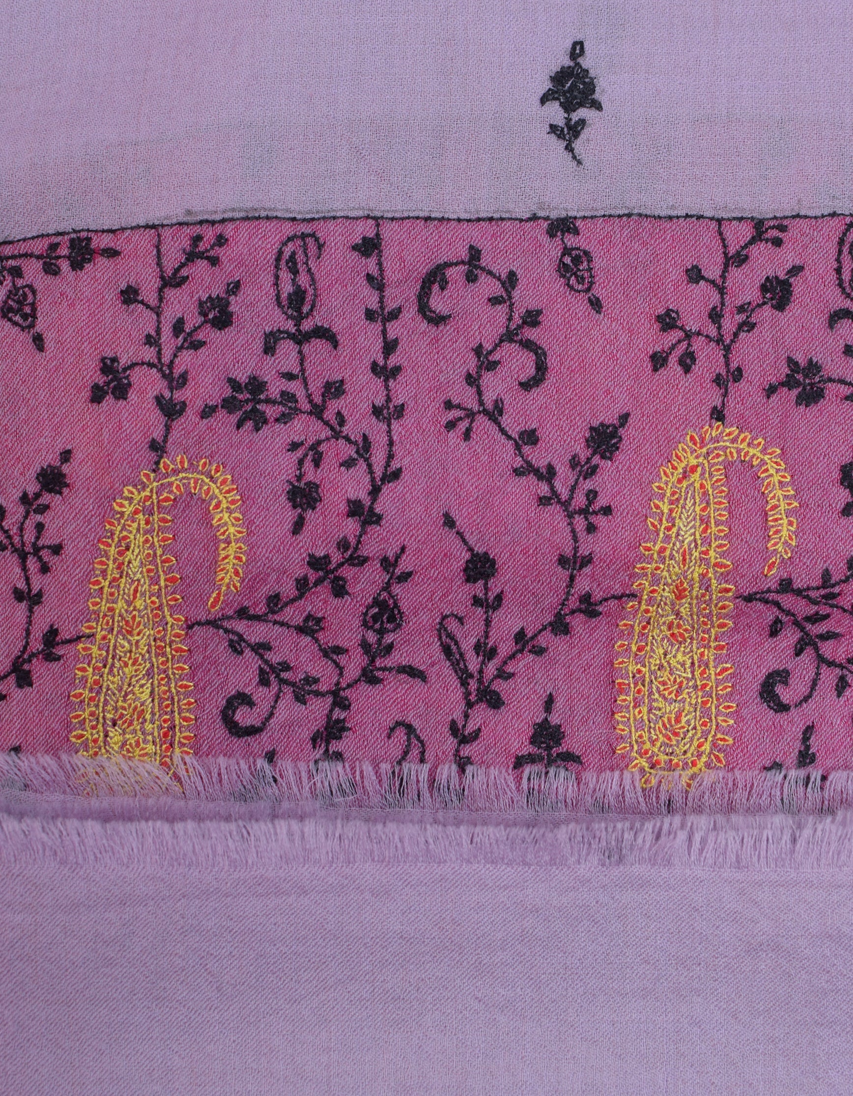 Light Lavender Handwoven Sozni Border Embroidered Cashmere Pashmina Stole - Kashmir Box