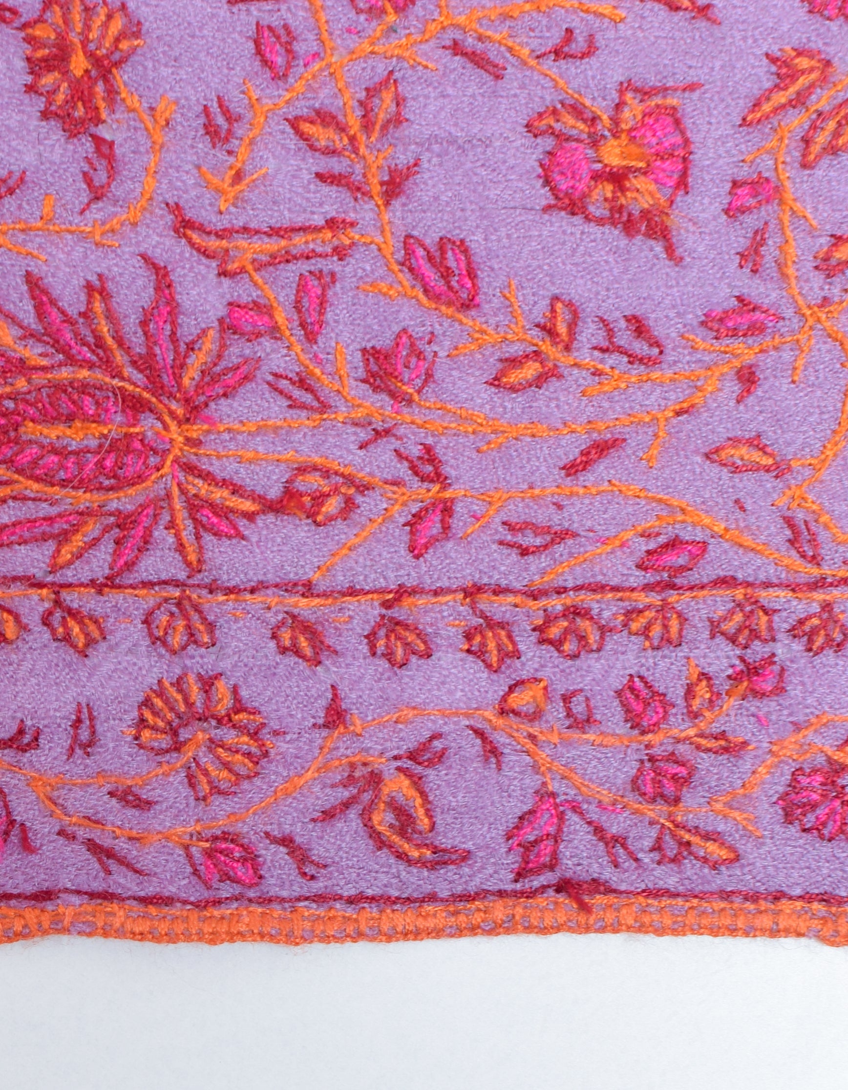 Lavender Handmade Sozni Certified Jaali Embroidered Cashmere Pashmina Stole