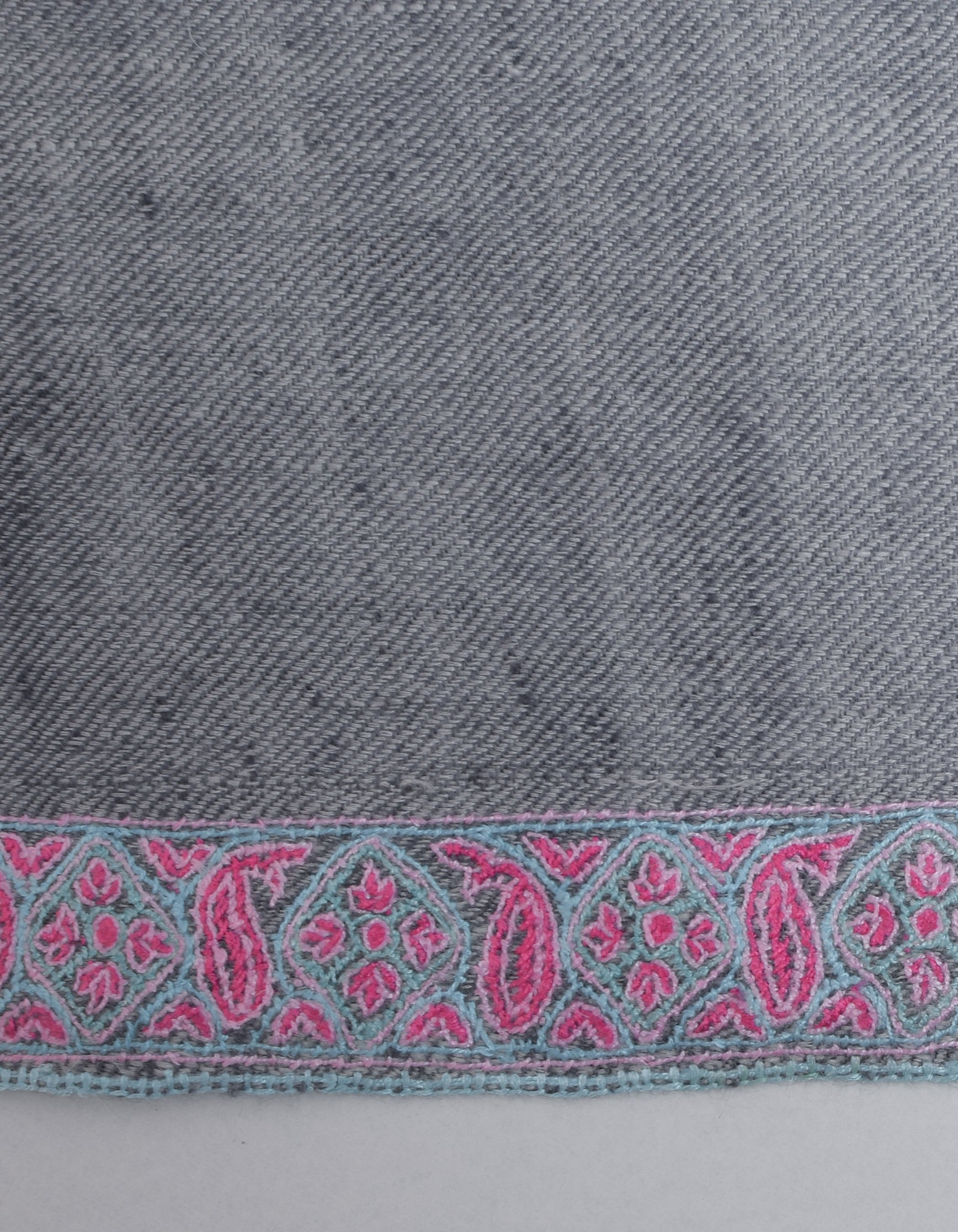 Kashmir Blue Handwoven Sozni Jaali Embroidered Cashmere Pashmina Stole - Kashmir Box