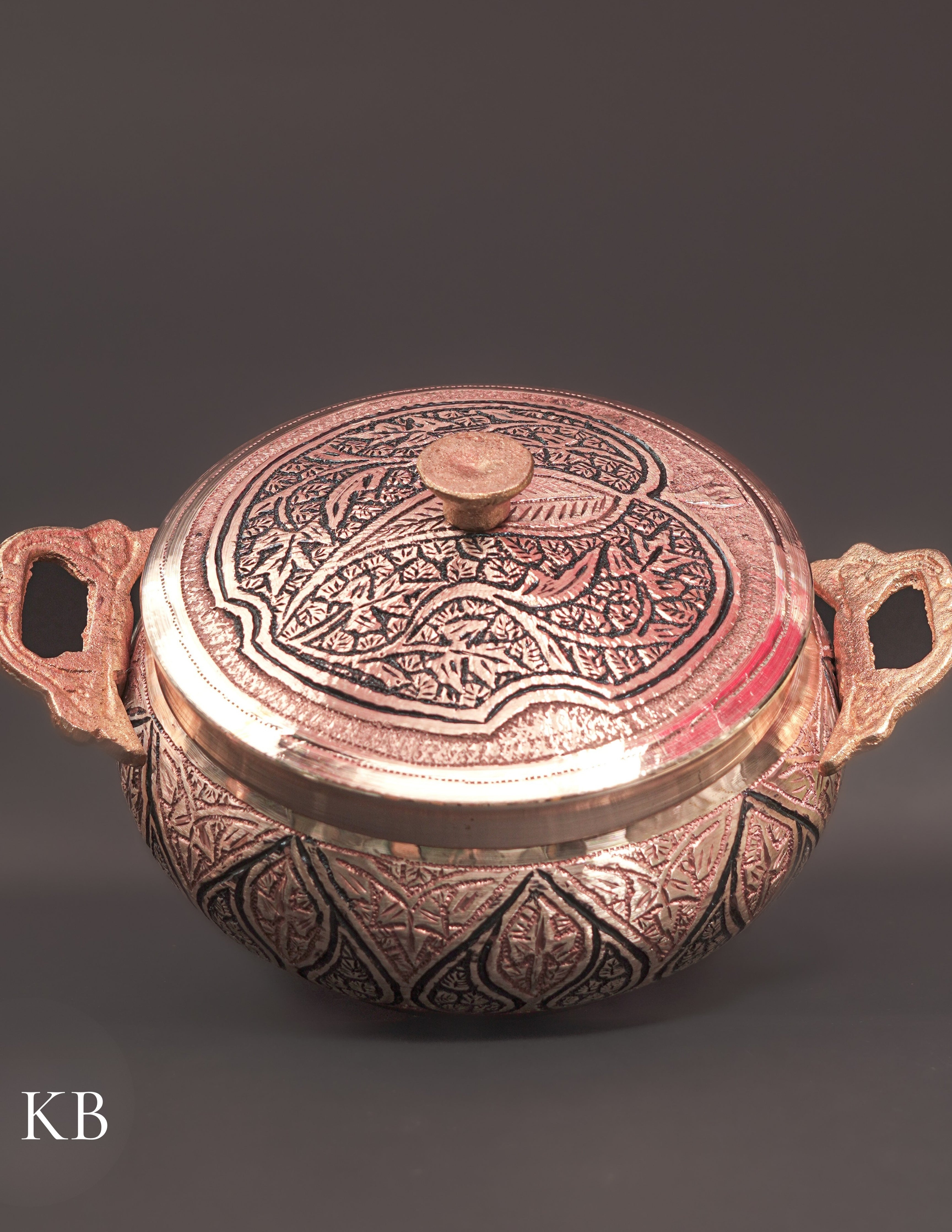 Kashmiri Copperware Serving Bowl with Lid – Artisan-Made | Handcrafted Heritage