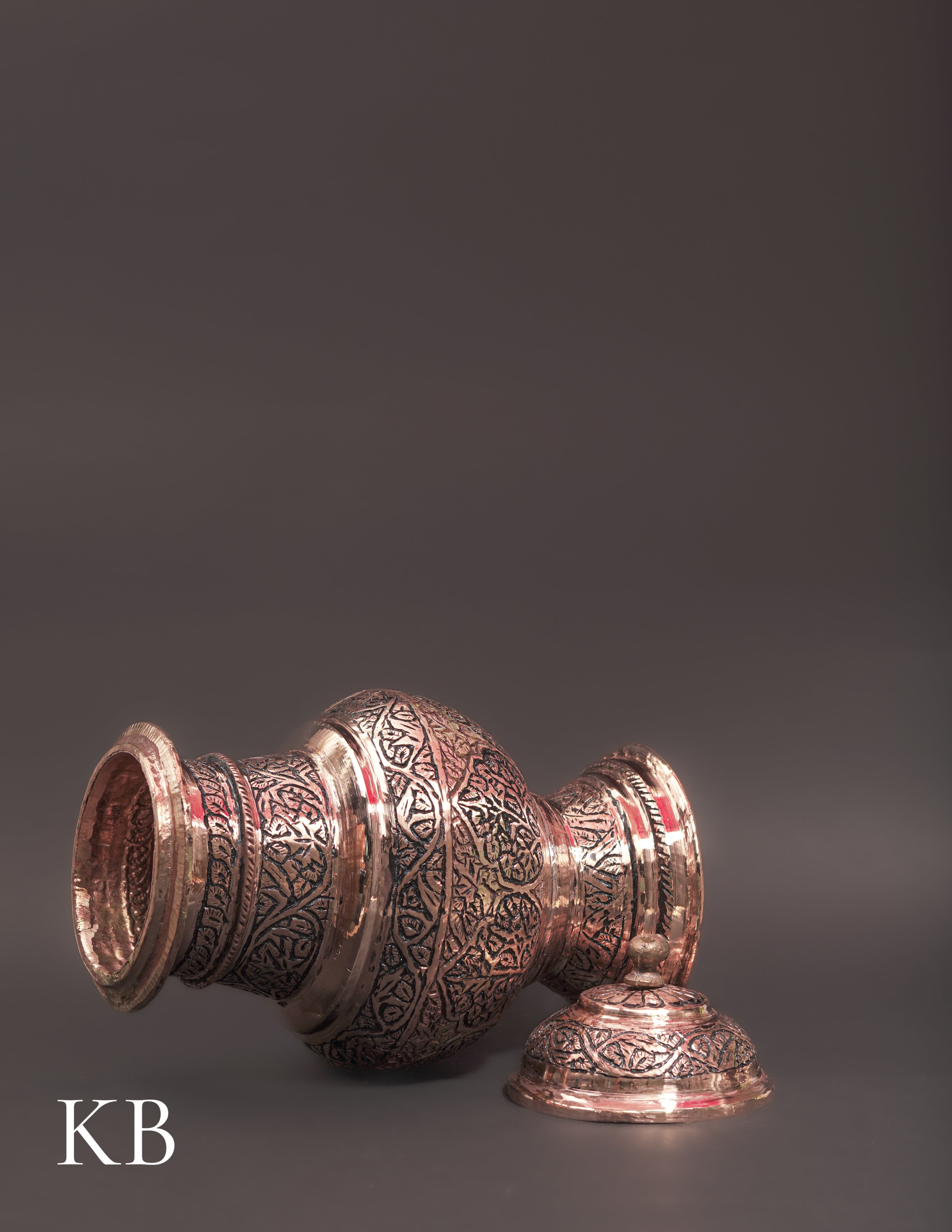 Kashmiri Copperware Oil Container with Spoon – Artisan-Made | Handcrafted Heritage