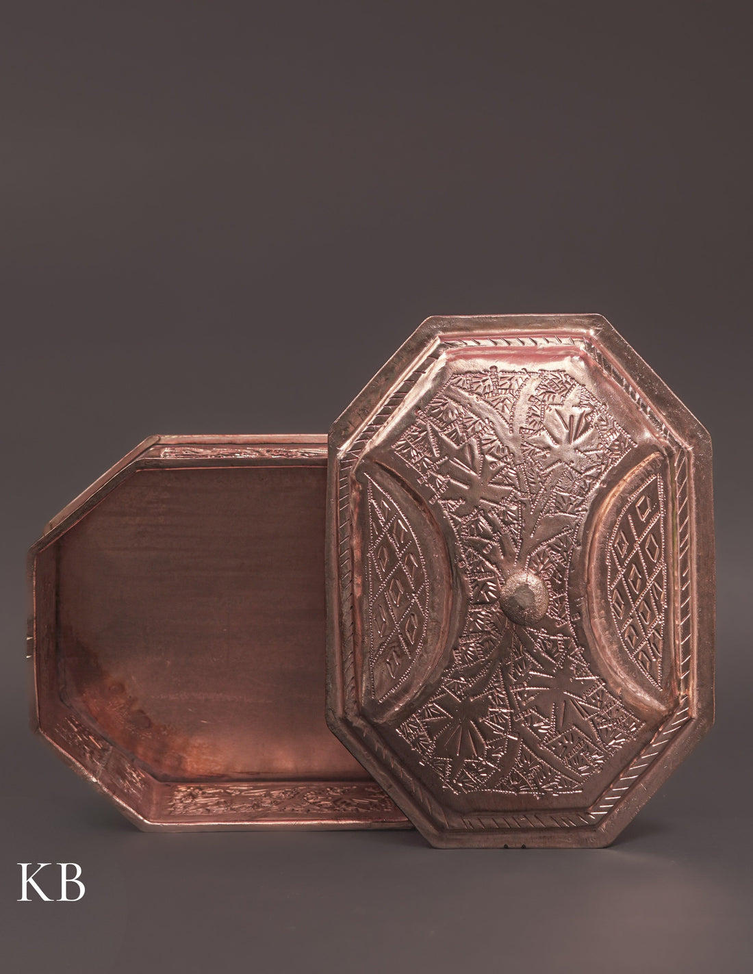 Kashmiri Copperware Butter Box with Lid – Handcrafted | Vintage Tabletop Accent