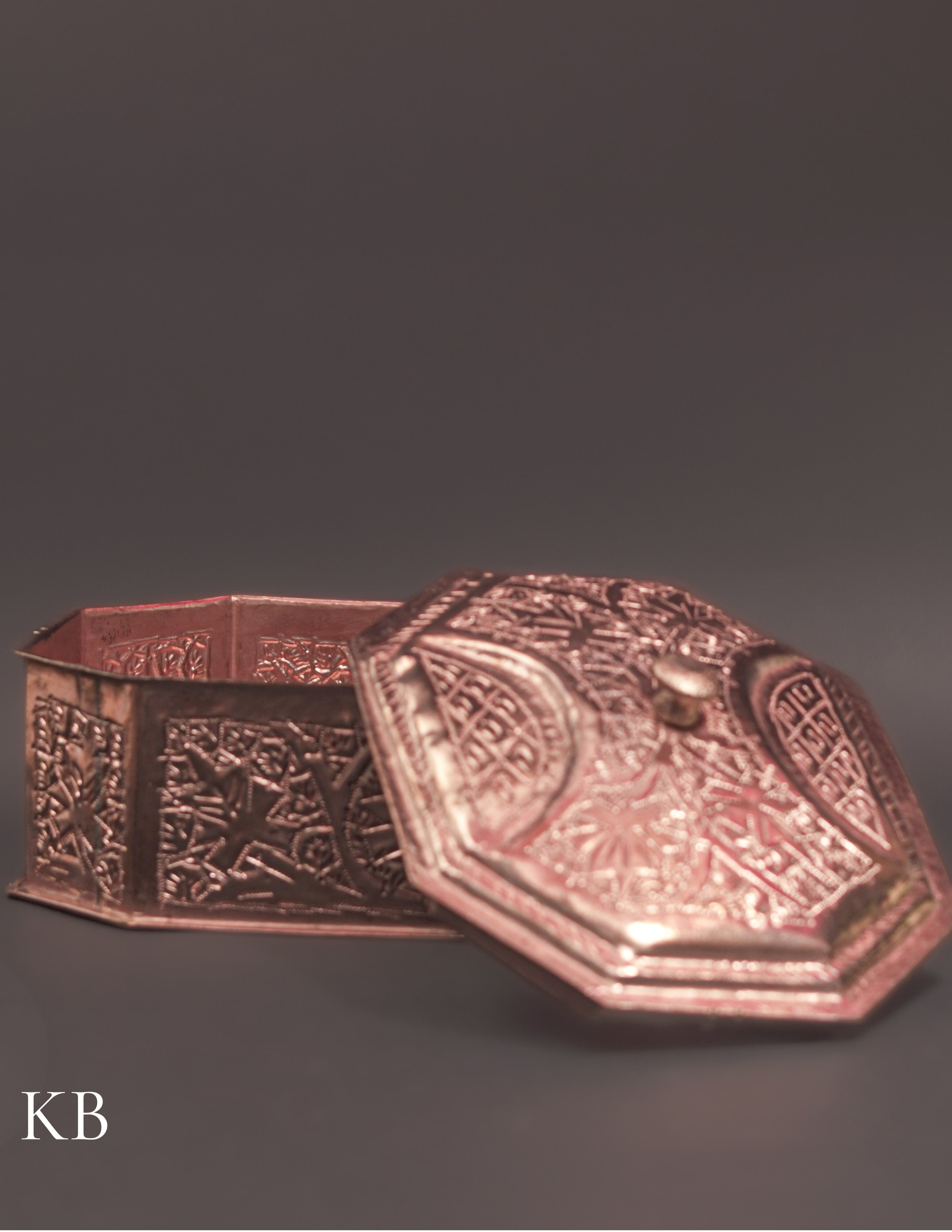 Kashmiri Copperware Butter Box with Lid – Handcrafted | Vintage Tabletop Accent
