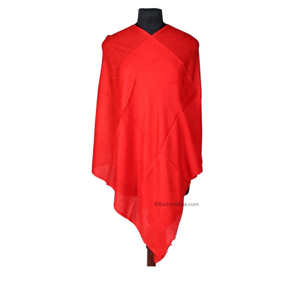 Red Self Woolen Stole - KashmirBox.com
