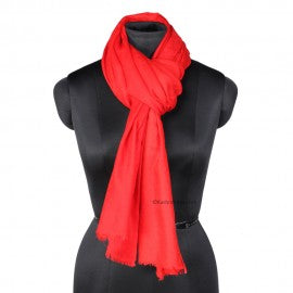 Red Self Woolen Stole - KashmirBox.com