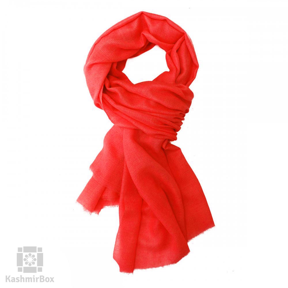 Red Self Woolen Stole - KashmirBox.com