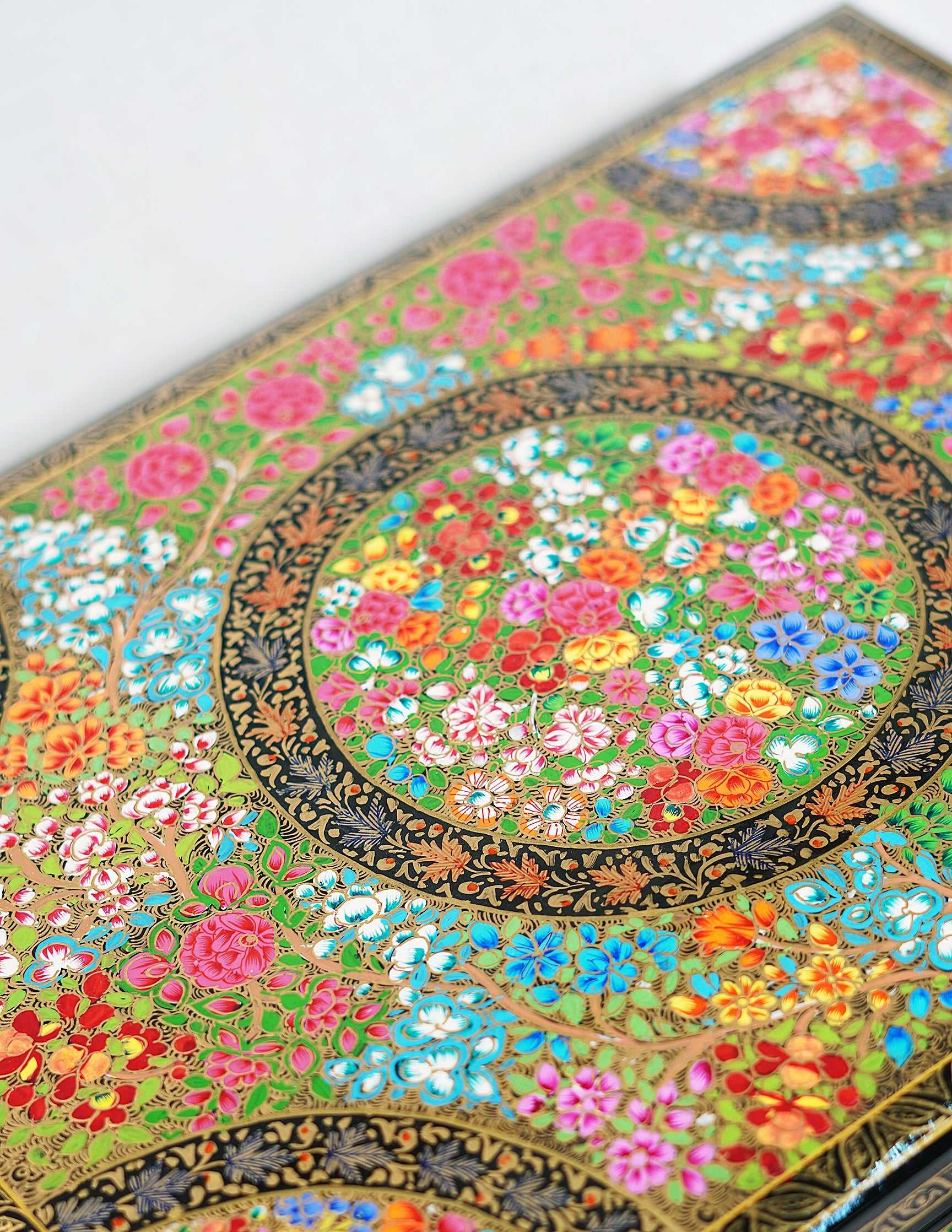 Papier-Mâché Pashmina Box — Hand-Painted Design | 30.5 cm (L) × 40.5 cm (B) × 5.5 cm (H)