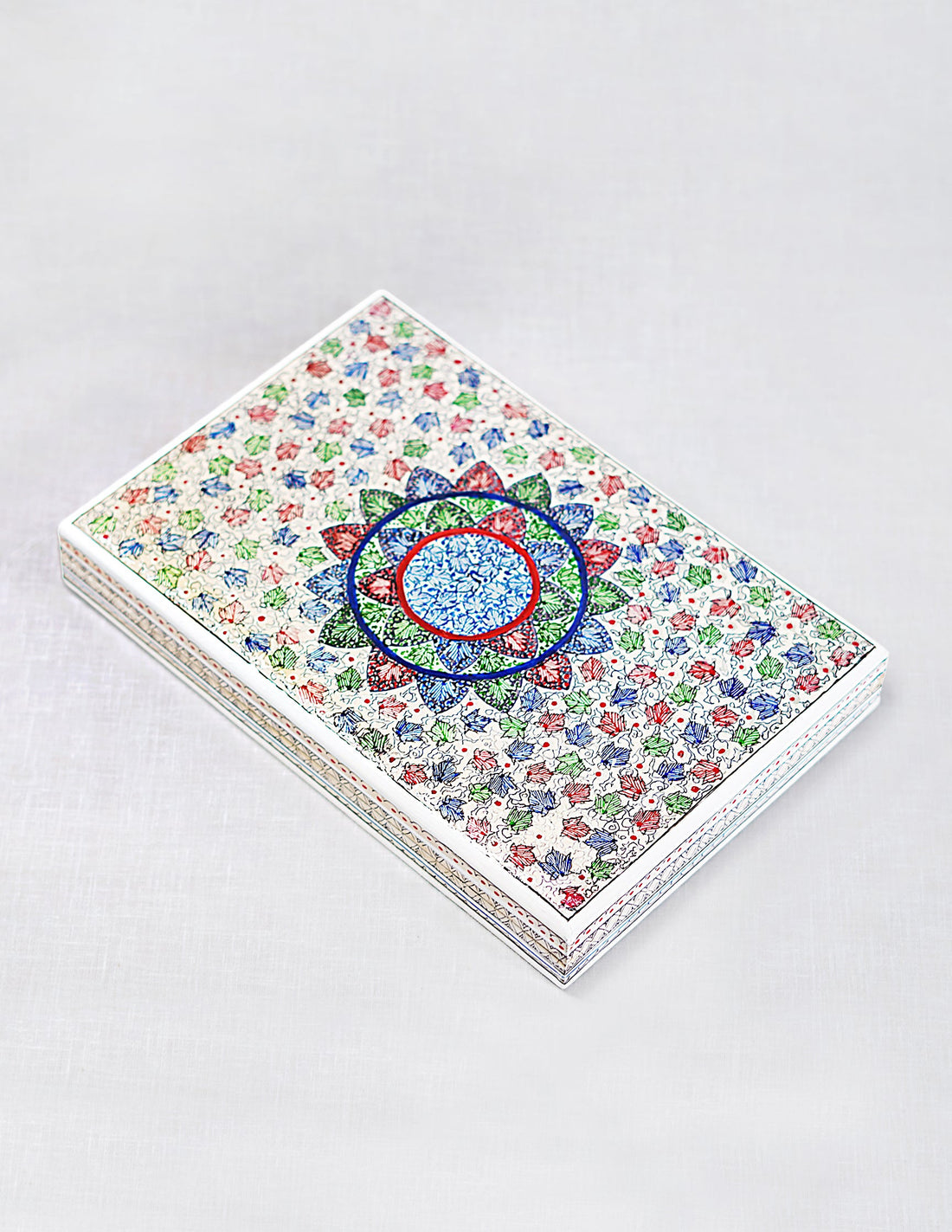Papier-Mâché Flat Box — Hand-Painted Design | 16.5 cm (L) × 25.5 cm (B) × 3.5 cm (H)