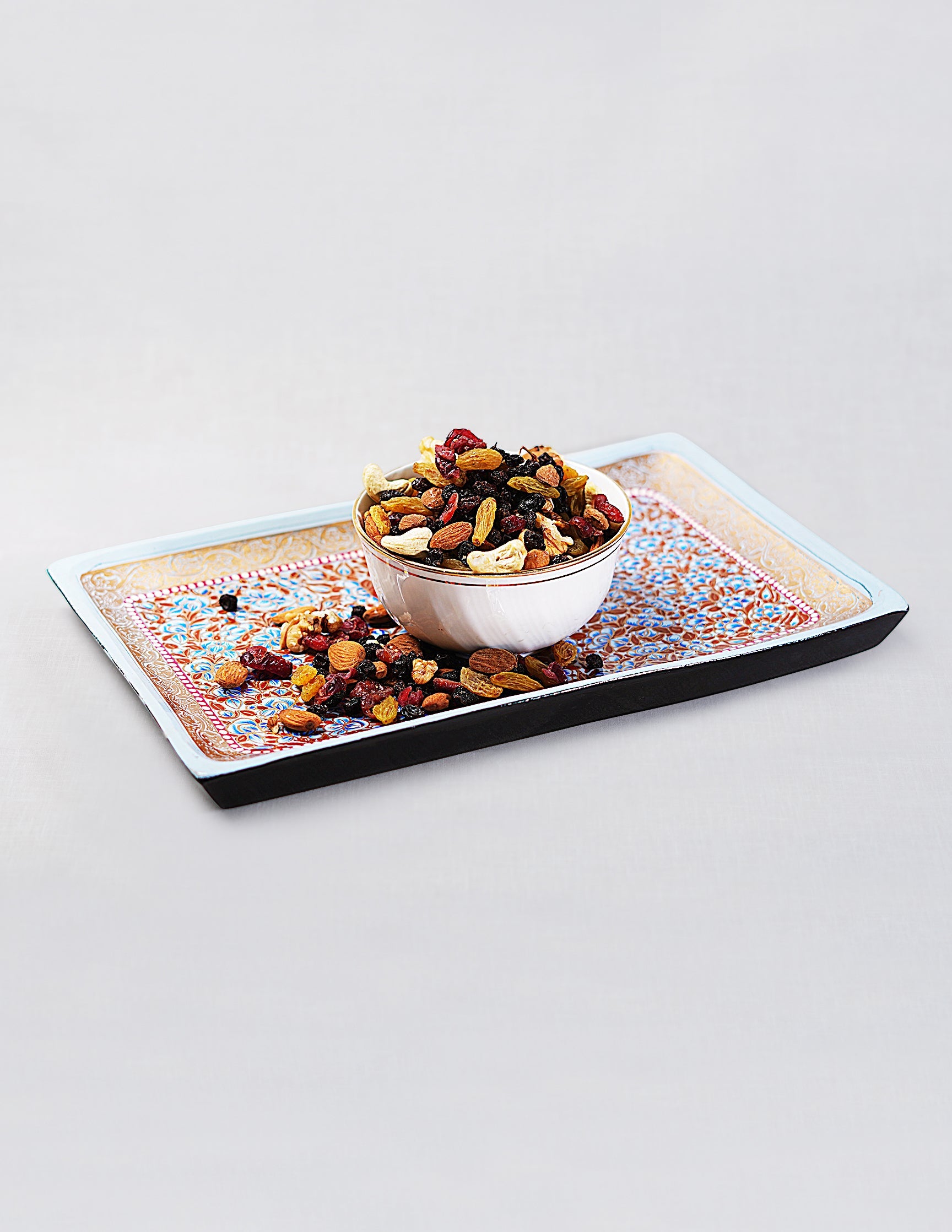 Papier-Mâché Rectangular Tray — Hand-Painted Design | 19.5 cm (L) × 30.3 cm (B) × 2.5 cm (H)