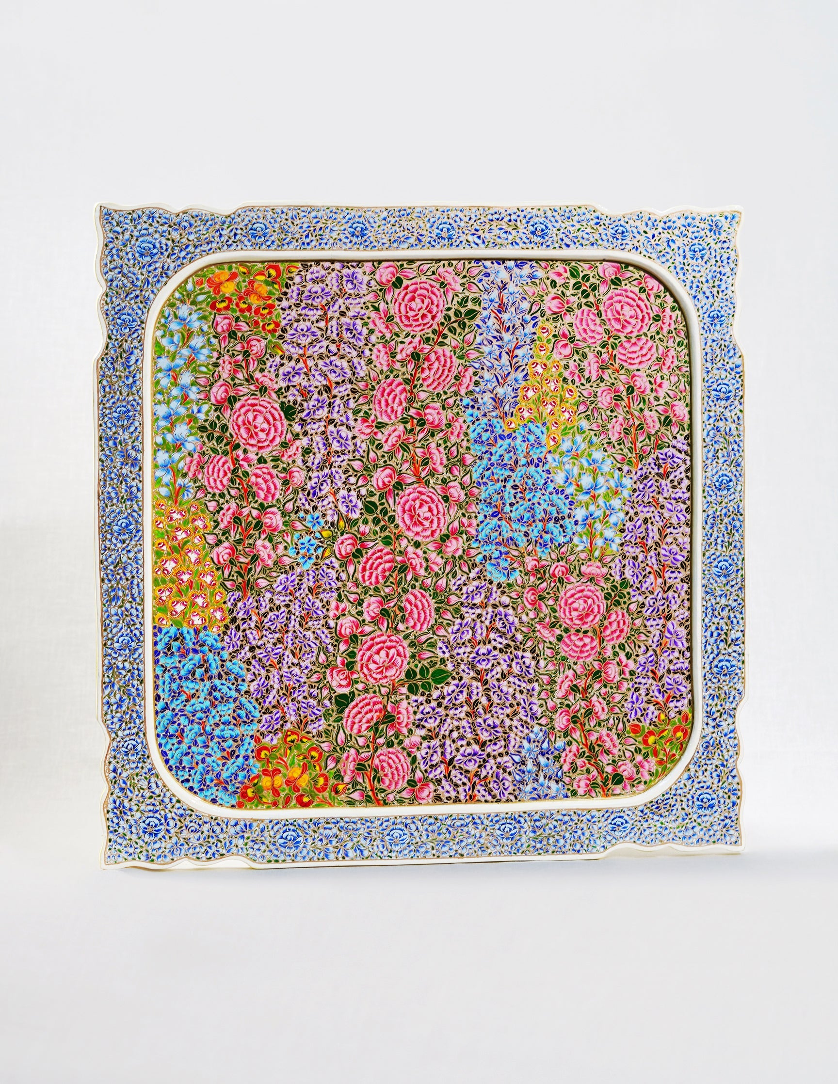 Papier-Mâché Wall Panel — Hand-Painted Design | 45 cm (L) × 45 cm (B) × 1 cm (H)