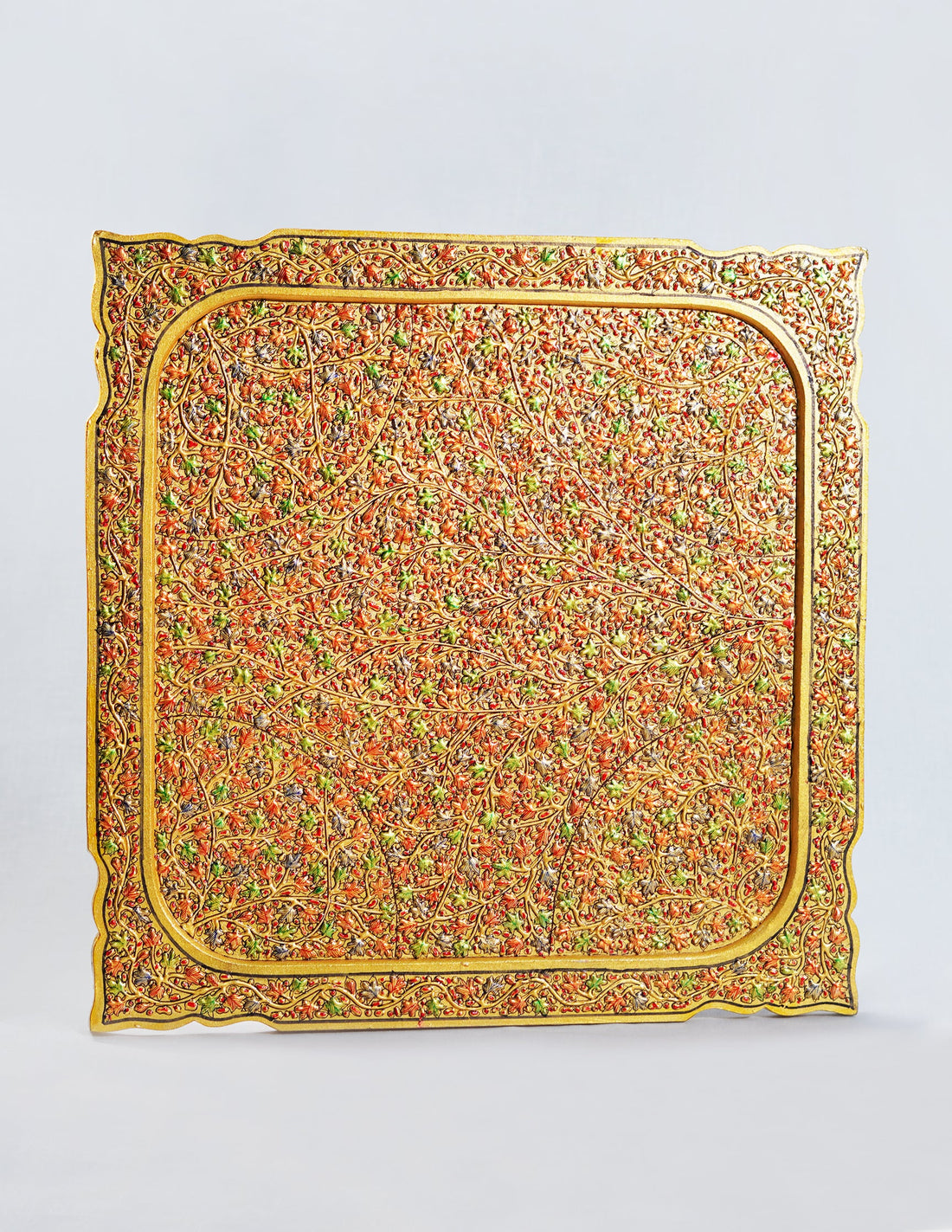 Papier-Mâché Wall Panel — Hand-Painted Design | 45 cm (L) × 45 cm (B) × 1 cm (H)