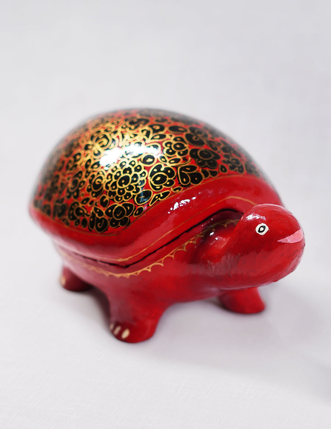 Papier-Mâché Decorative Turtle / Dry Fruit Box — Hand-Painted Design | 10 cm (L) × 18.5 cm (B) × 8 cm (H)