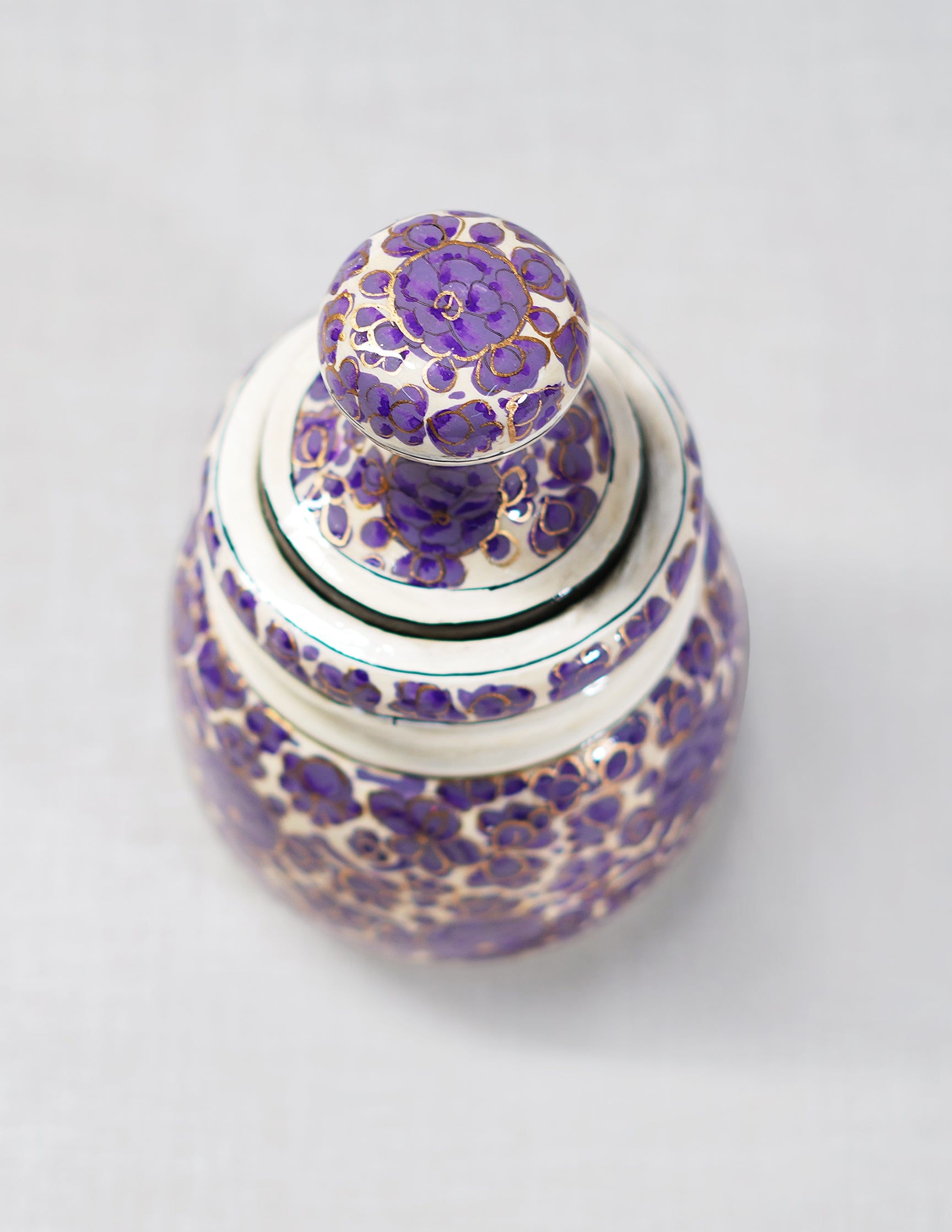 Papier-Mâché Sugar Pot — Hand-Painted Design | Ø 5 cm × 12.5 cm (H)