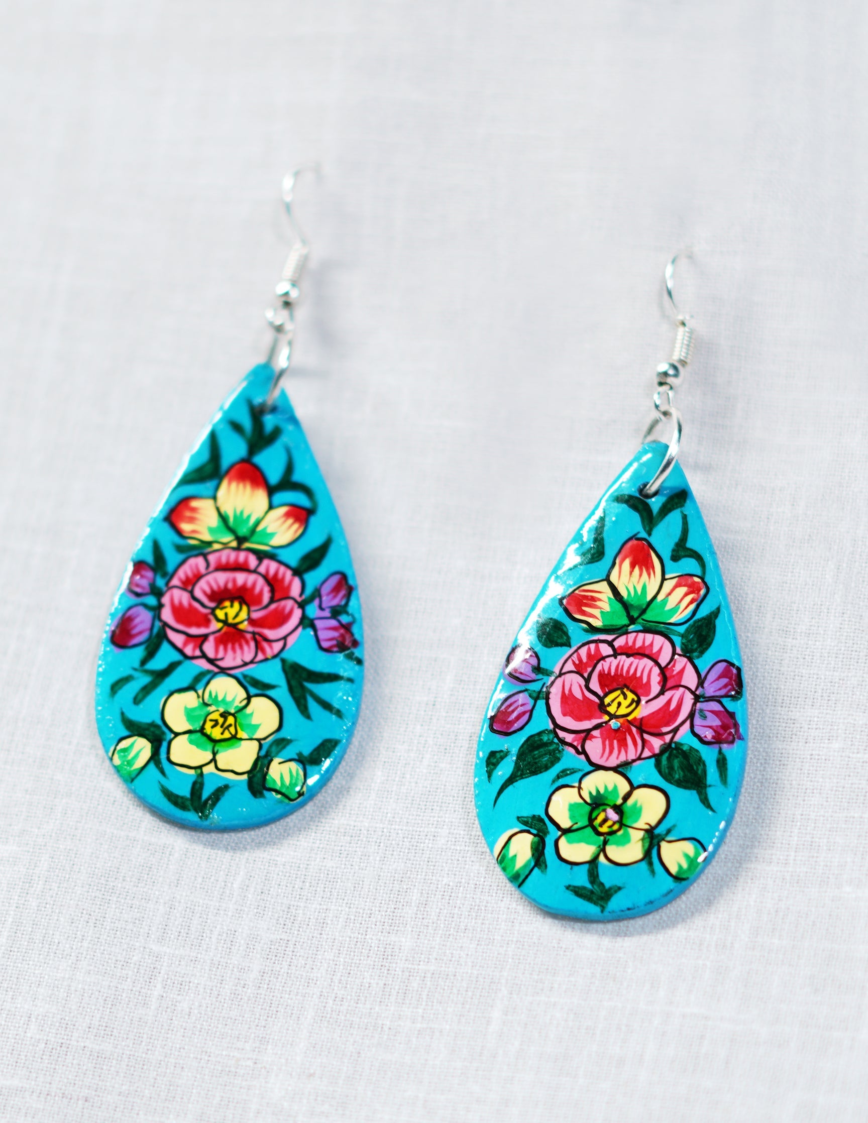 Papier-Mâché Ear Ring (Set of 2) — Hand-Painted Design | 2.5 cm (L) × 5 cm (B)