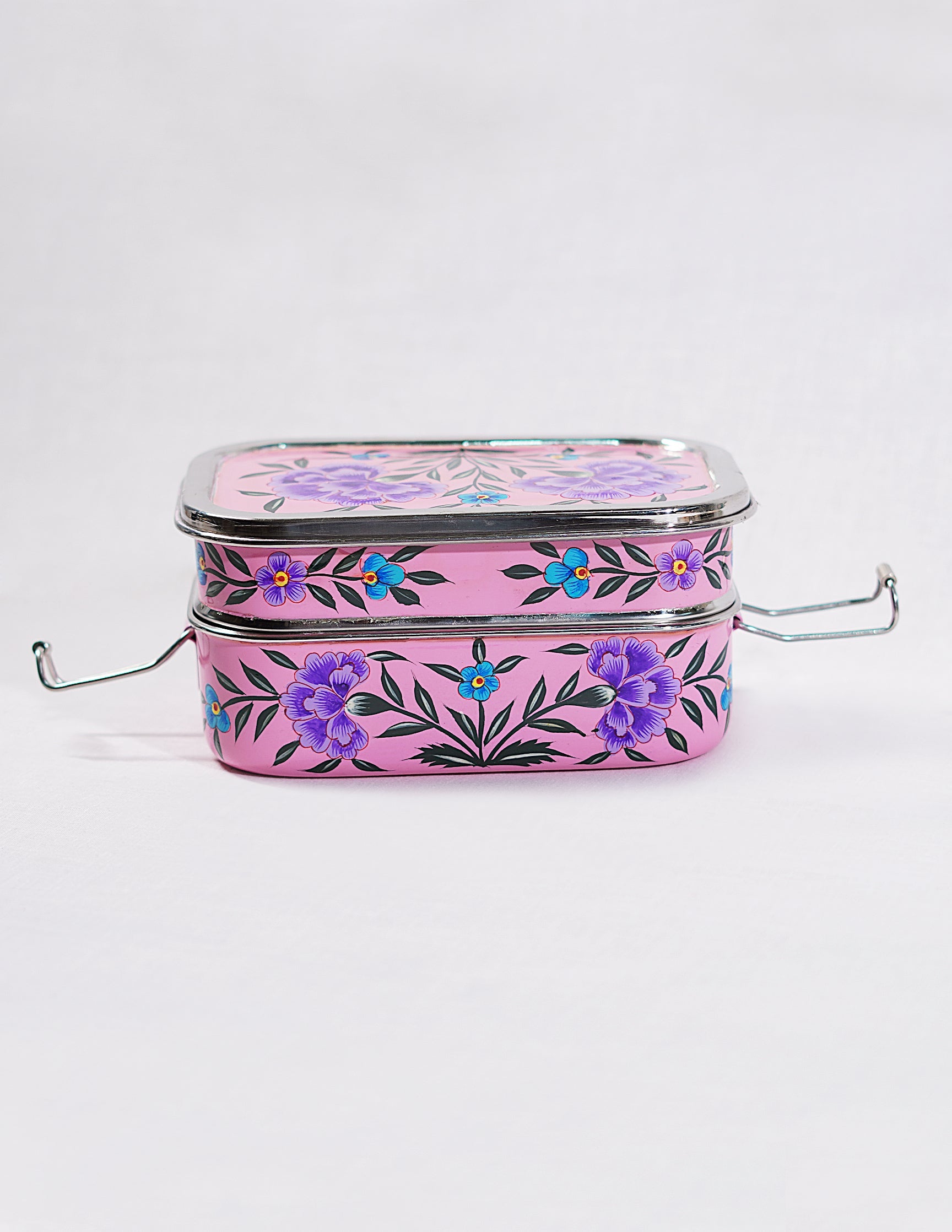 Papier-Mâché Tiffen Box — Hand-Painted Design | 11.5 cm (L) × 17.5 cm (B) × 8 cm (H)